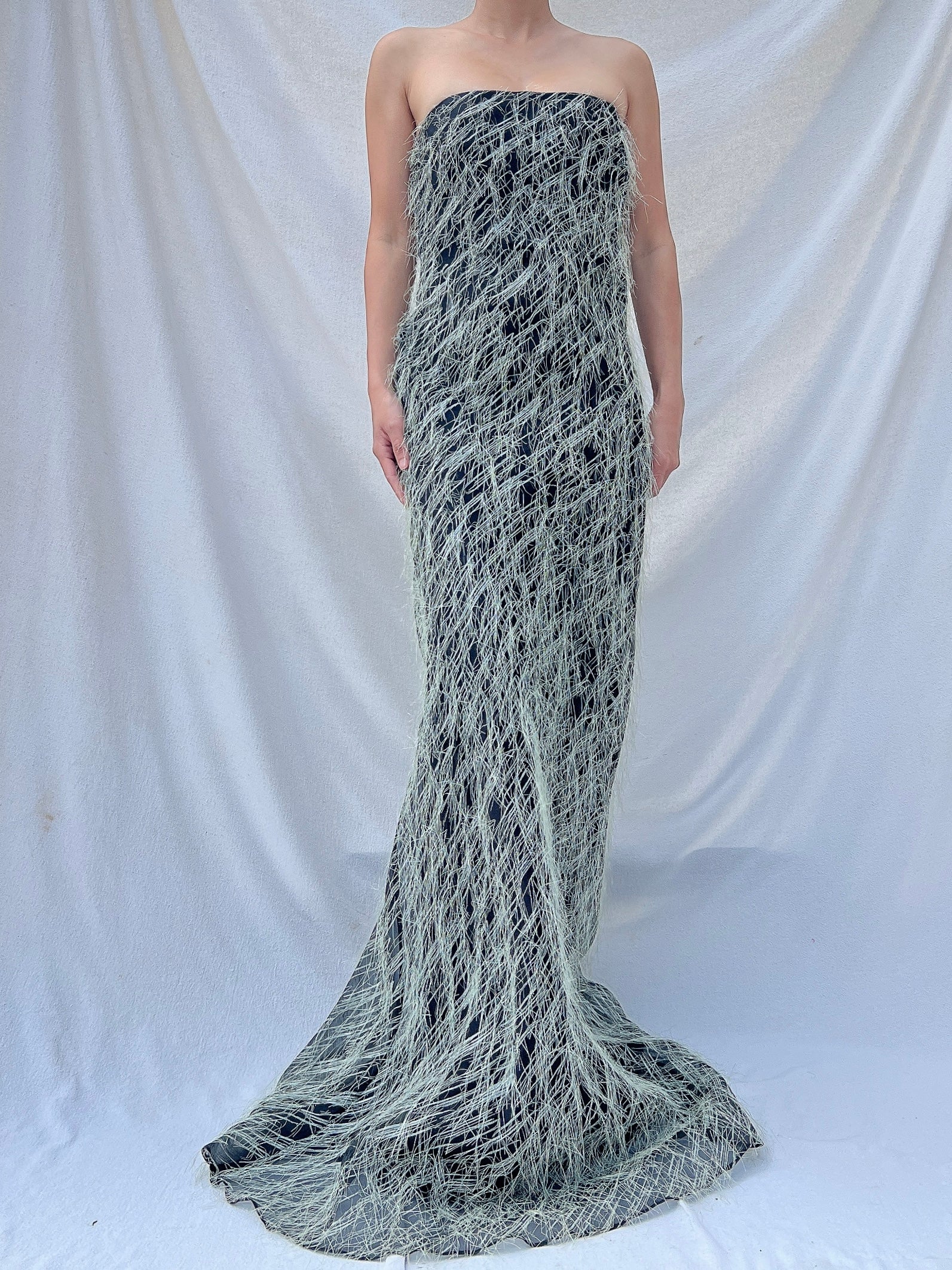 Vintage Ben de Lisi Fringe Gown - L