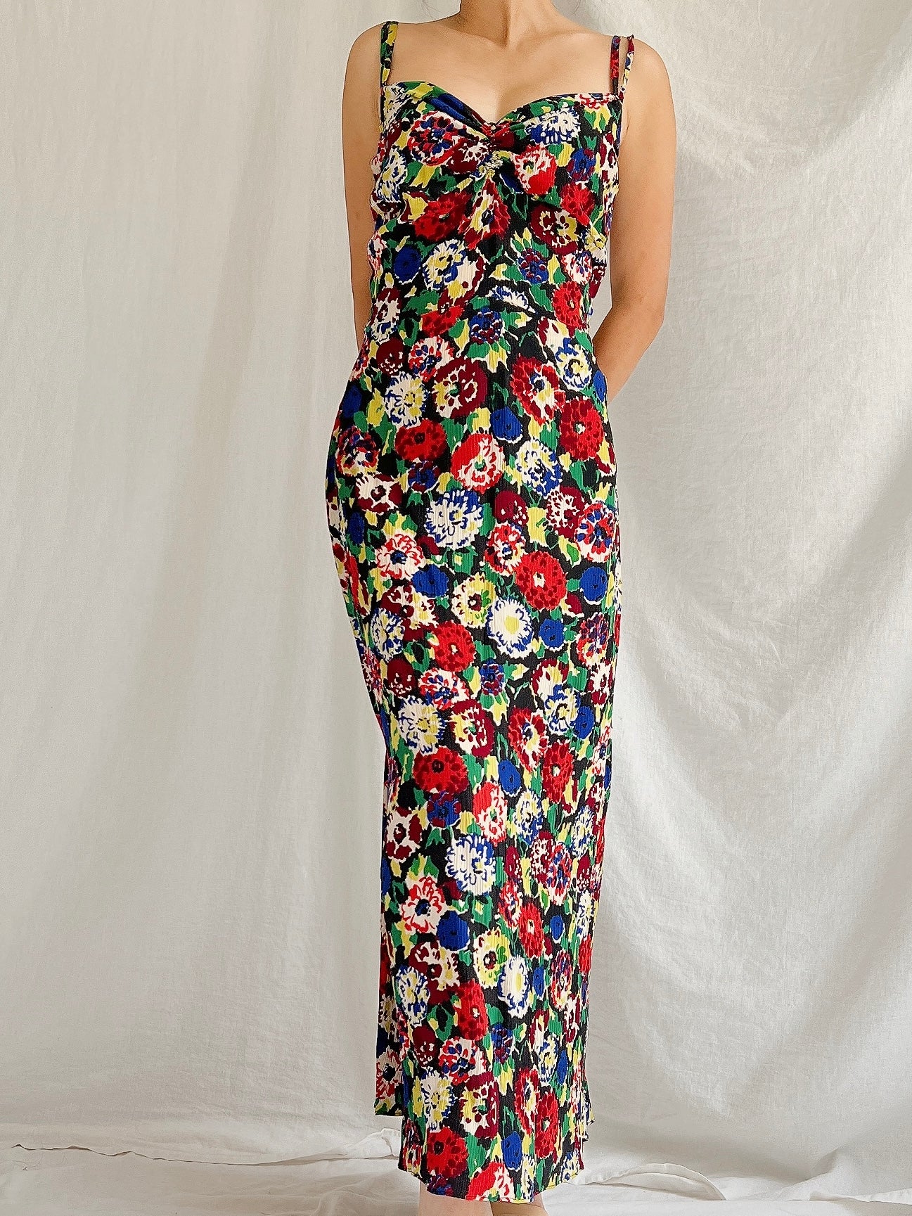 1930s Silk Floral Dress - S