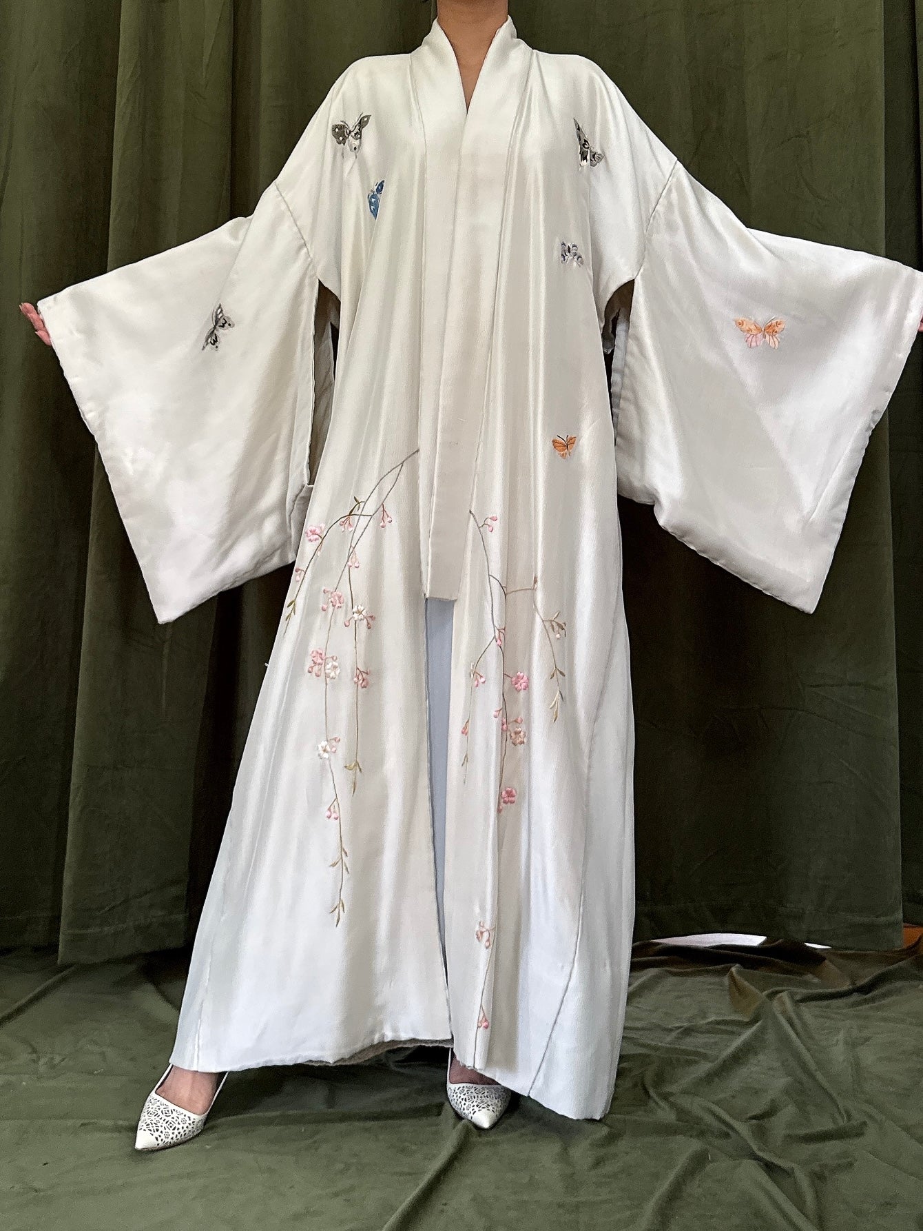 Antique Silk Butterfly Kimono - OSFM