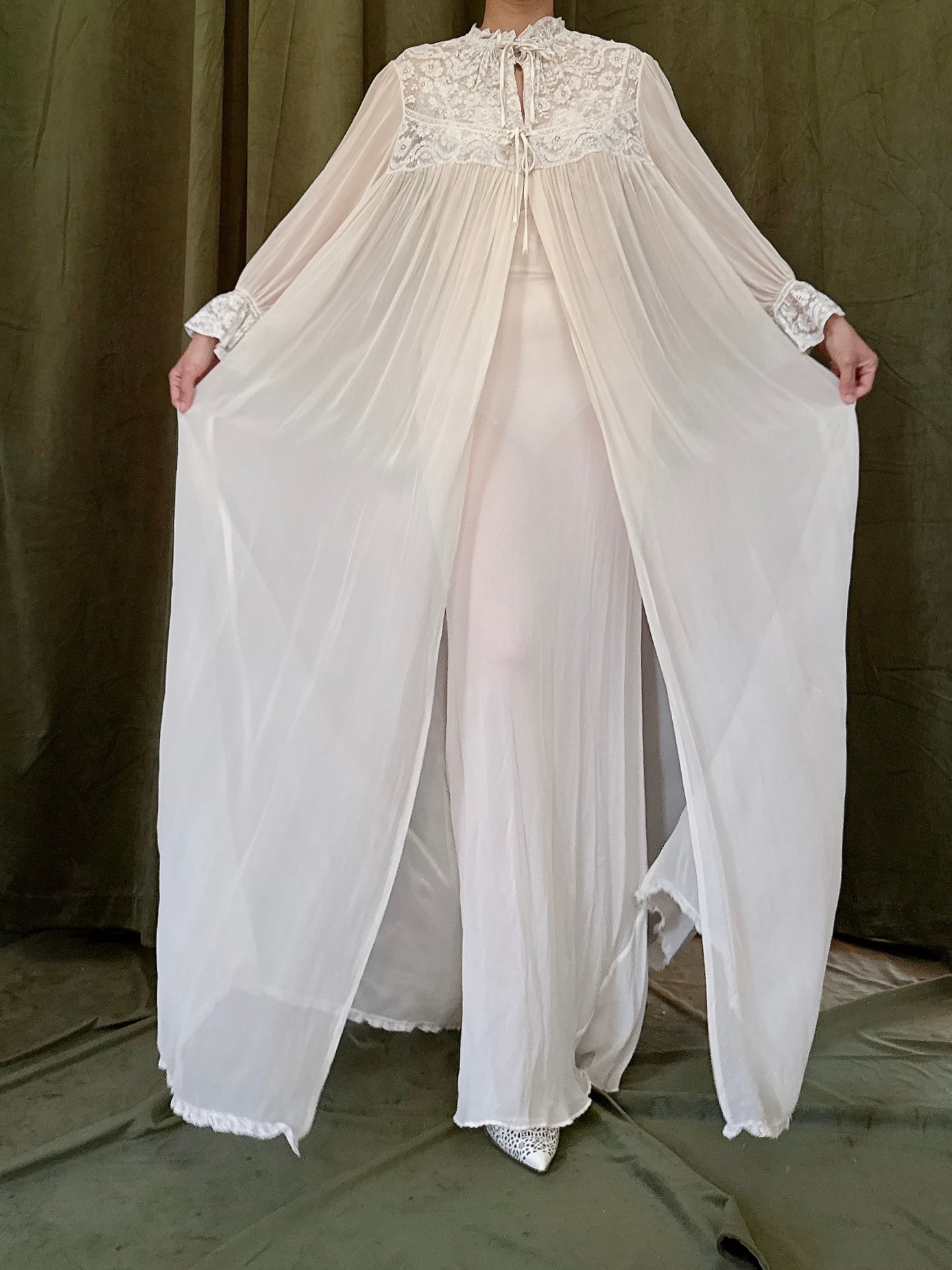 Vintage Silk Chiffon Duster - S