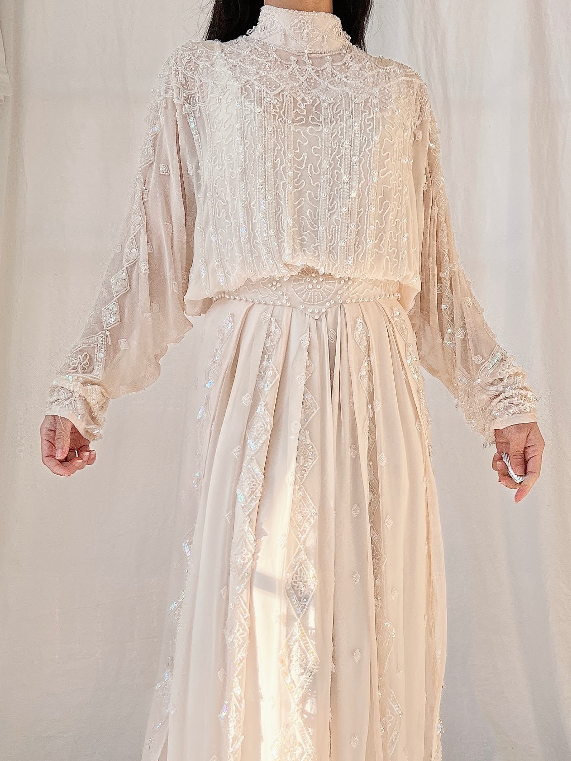 Vintage Silk High Neck Gown - S/4
