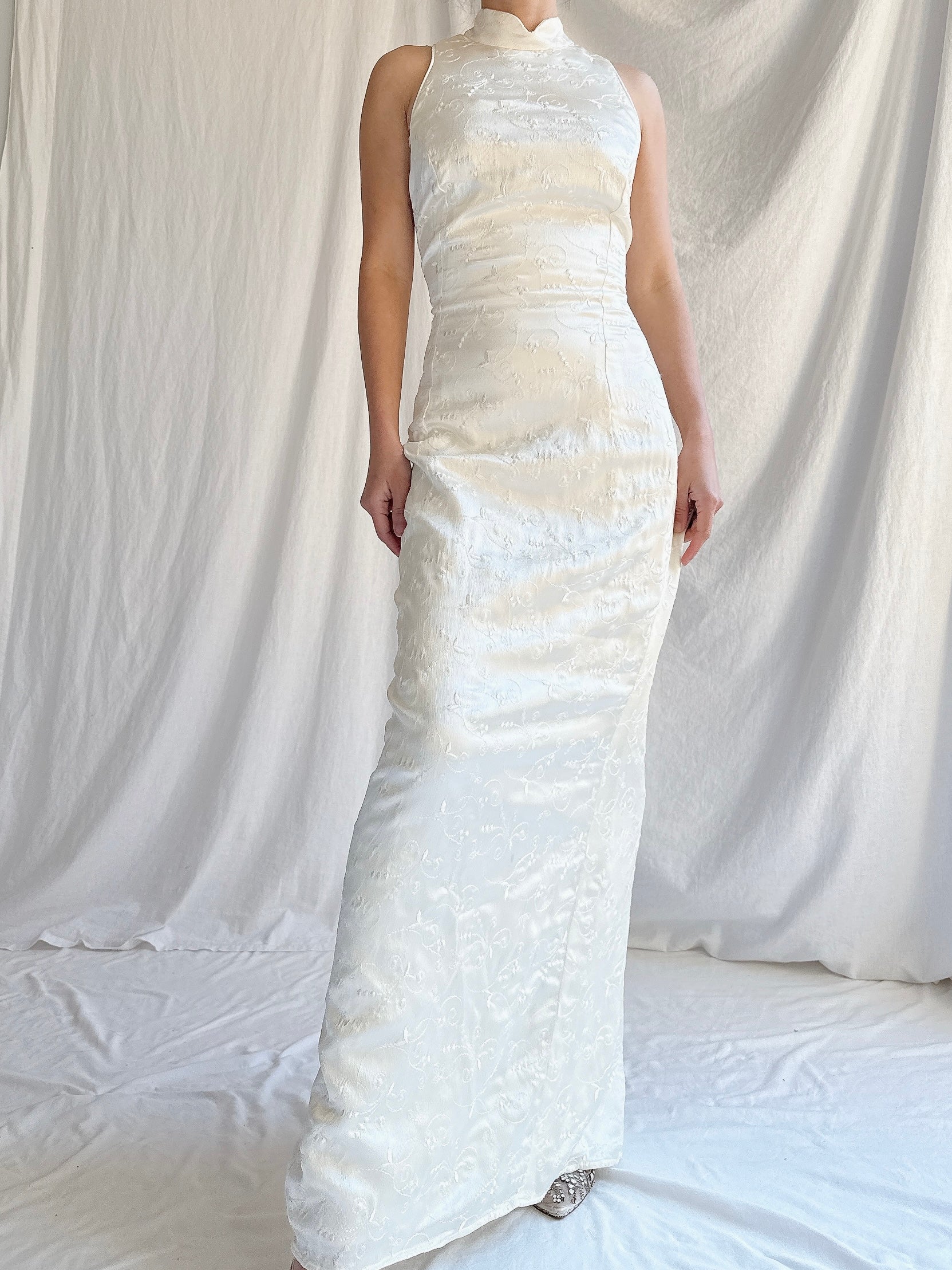 Vintage Jessica McClintock Satin Brocade Column Gown - XS/4