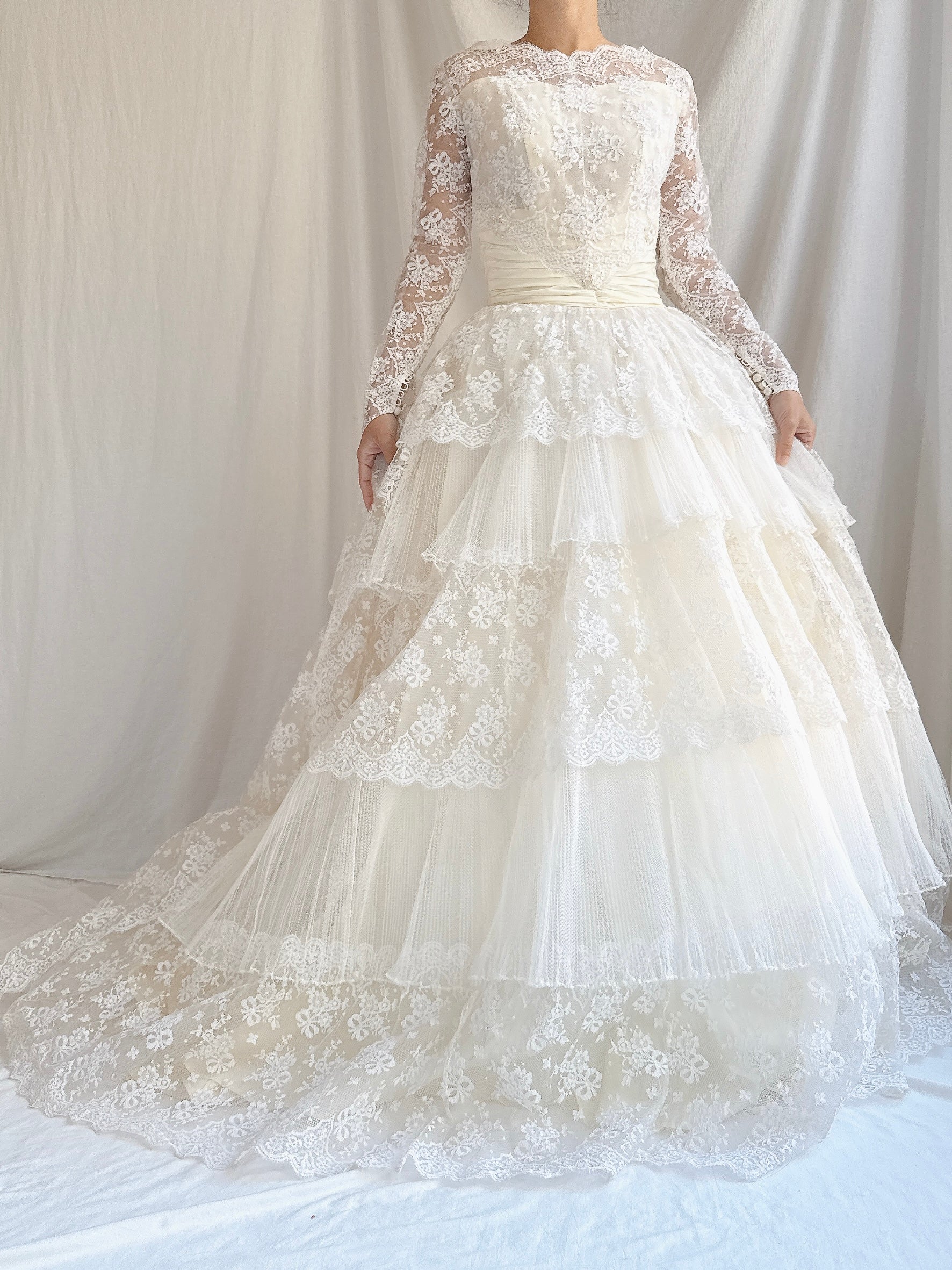 1950s Tulle and Lace Gown - XS