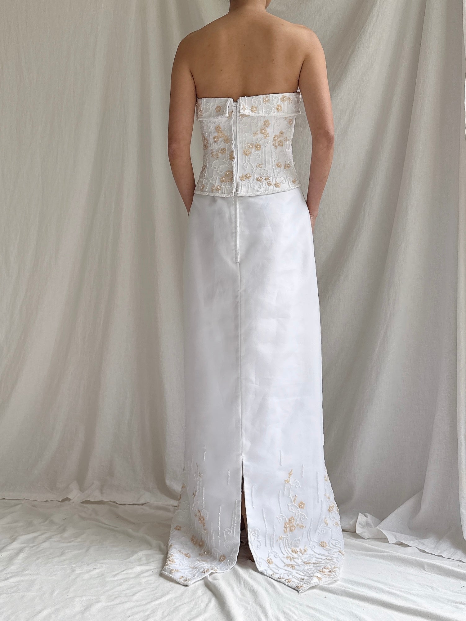 Vintage Strapless Beaded Dress - M