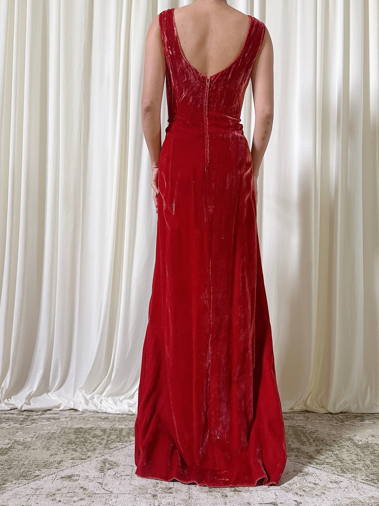Vintage Rust Velvet Dress - L/12