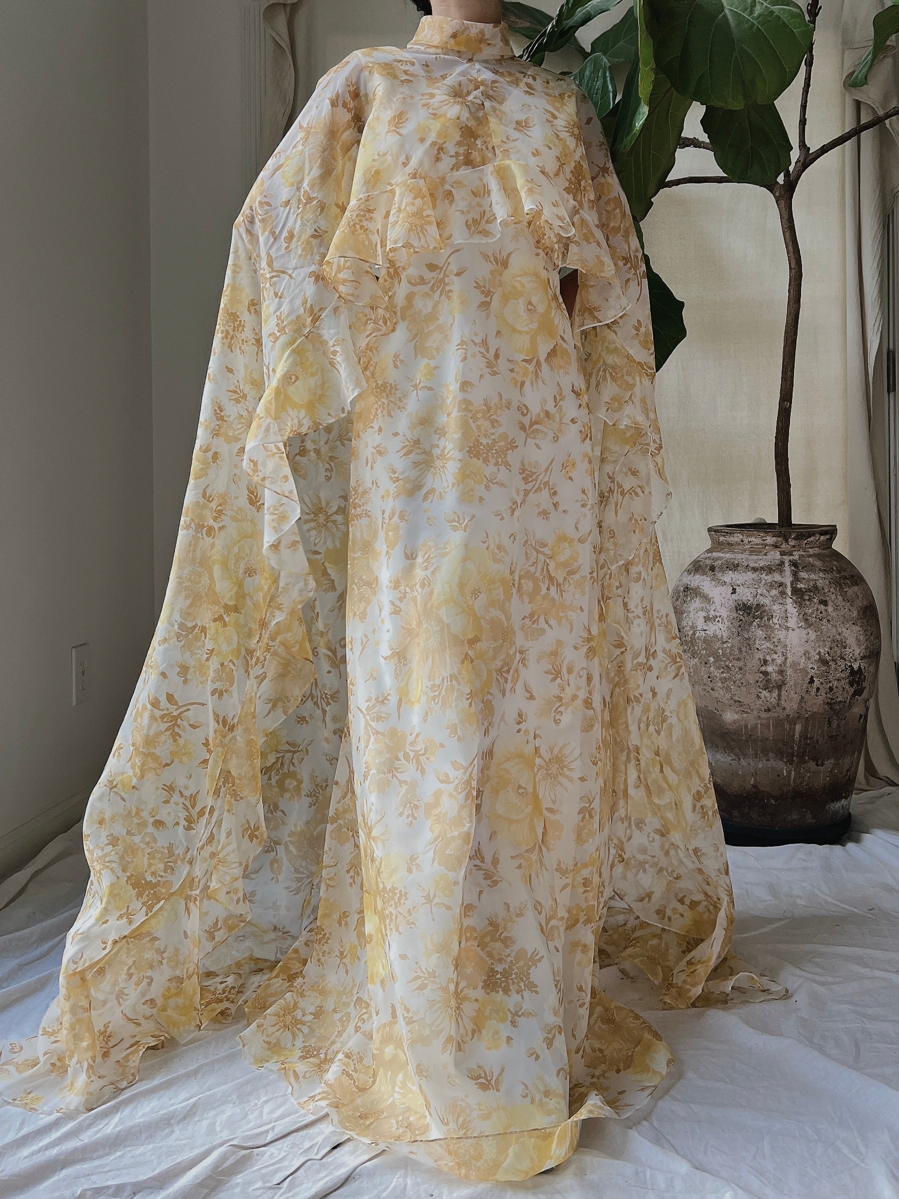 Vintage Voile Cape Dress - S/M