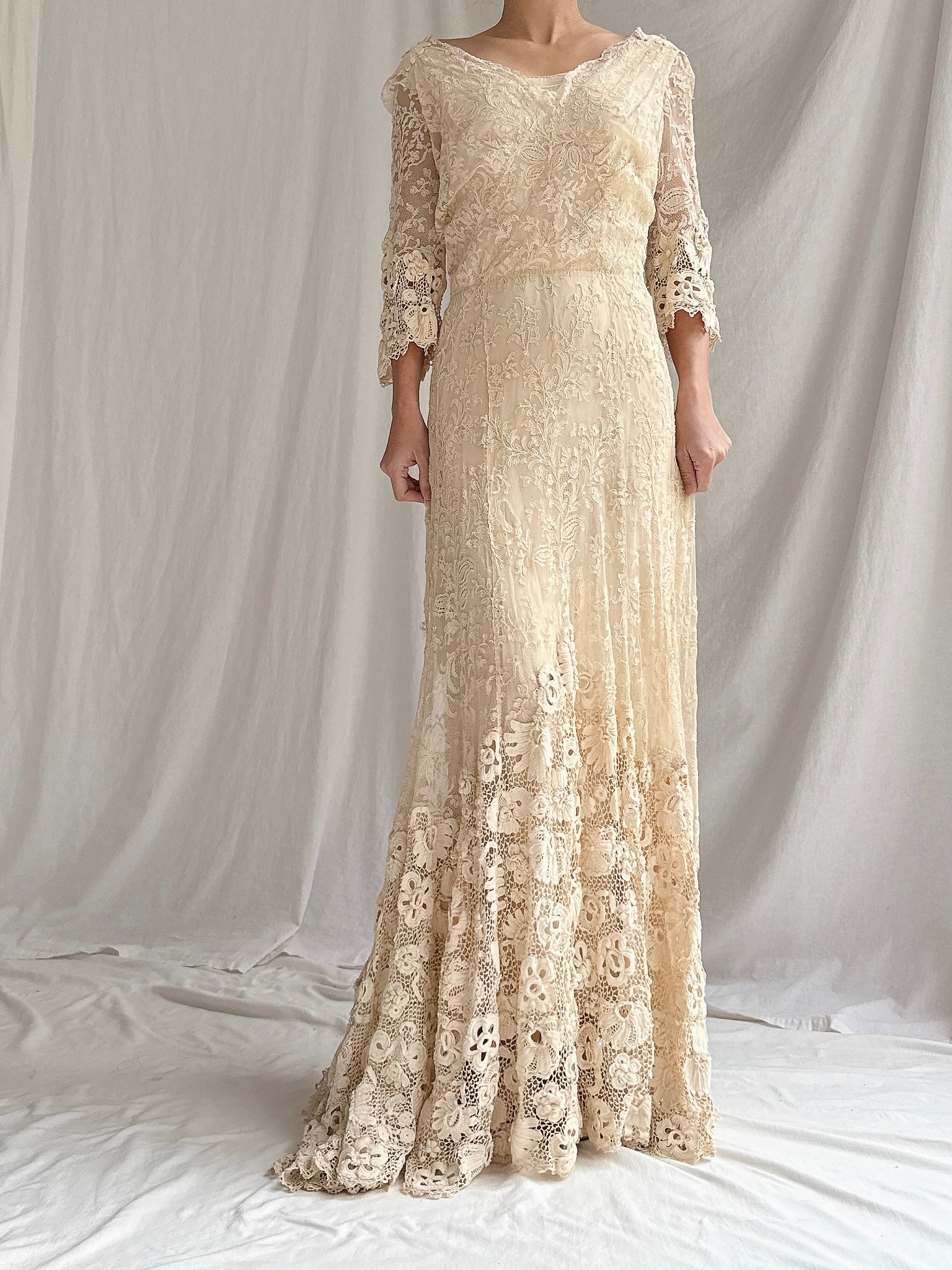 Antique French and Irish Lace Gown - XS