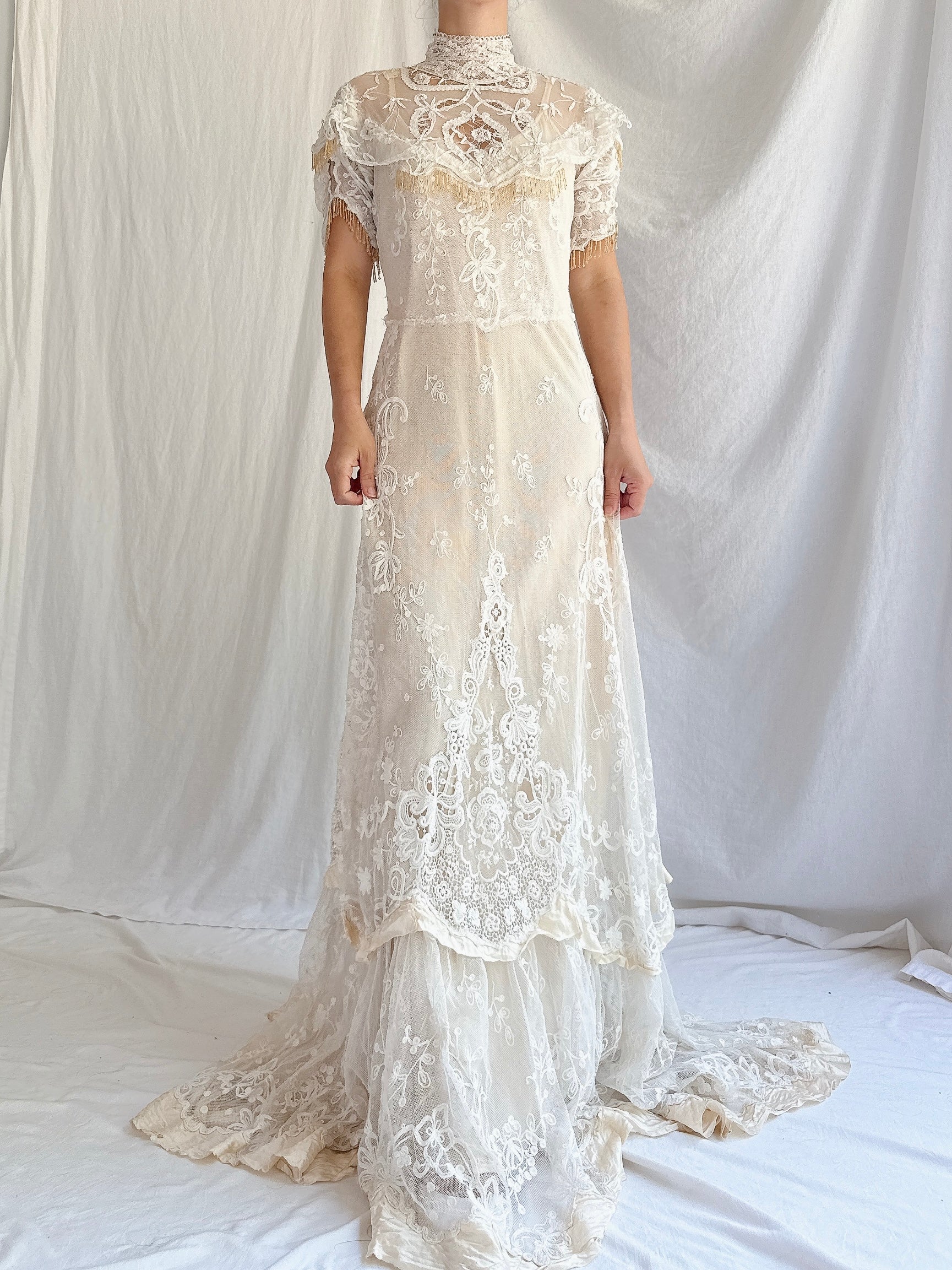 Antique Tambour Lace Gown - XS