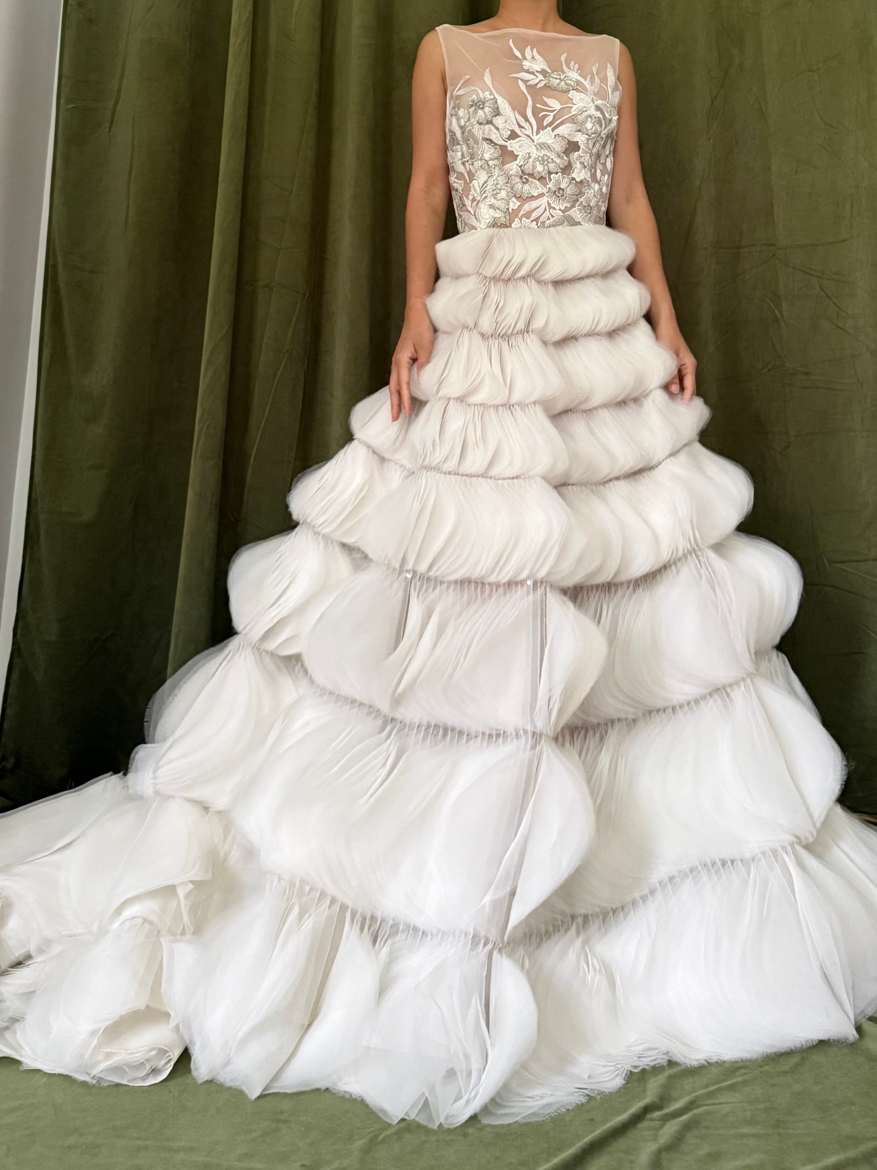 00 Lazaro Ruffled Petal Gown - XS/2