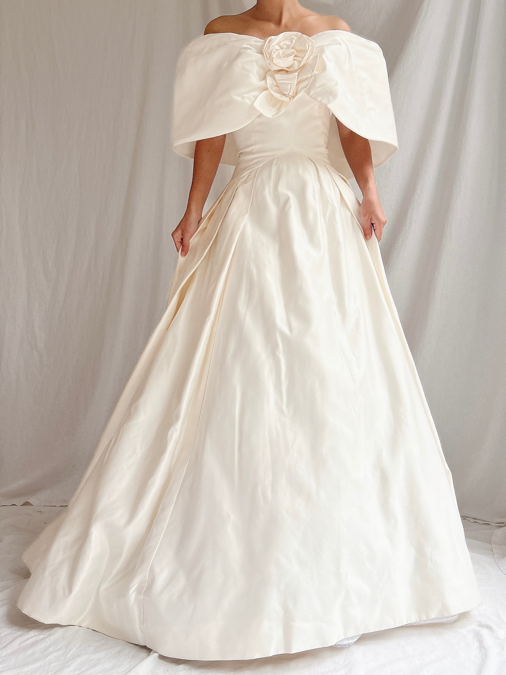 RESERVED Vintage Silk Scaasi Off-the-Shoulder Gown - M/8