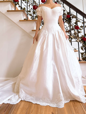 Vintage Cream Raw Silk Gown - M