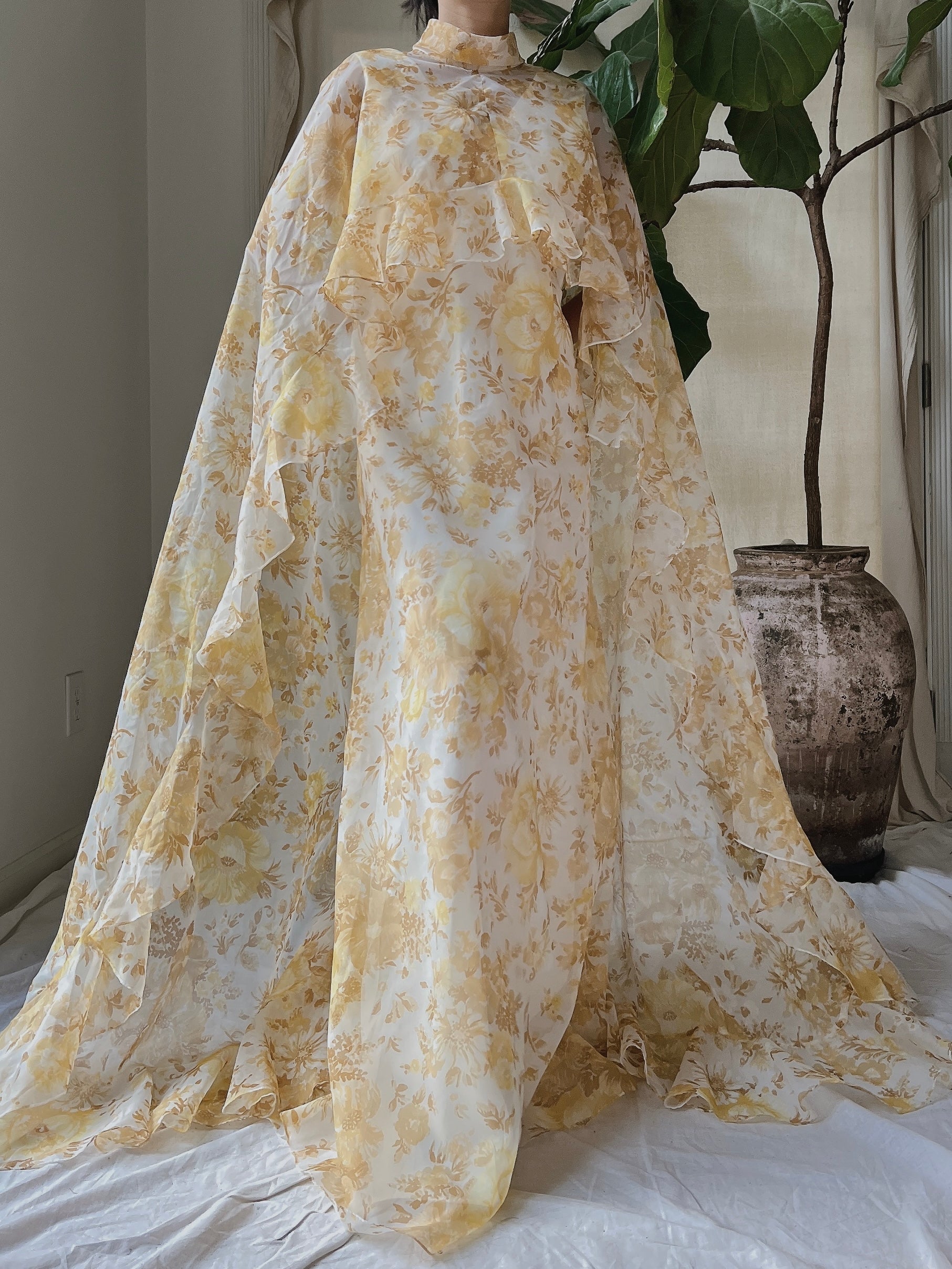 Vintage Voile Cape Dress - S/M