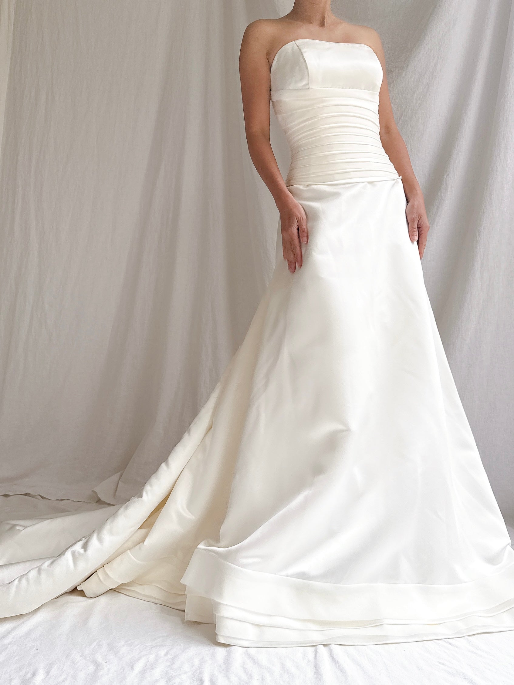 Vintage Satin Strapless Gown - M