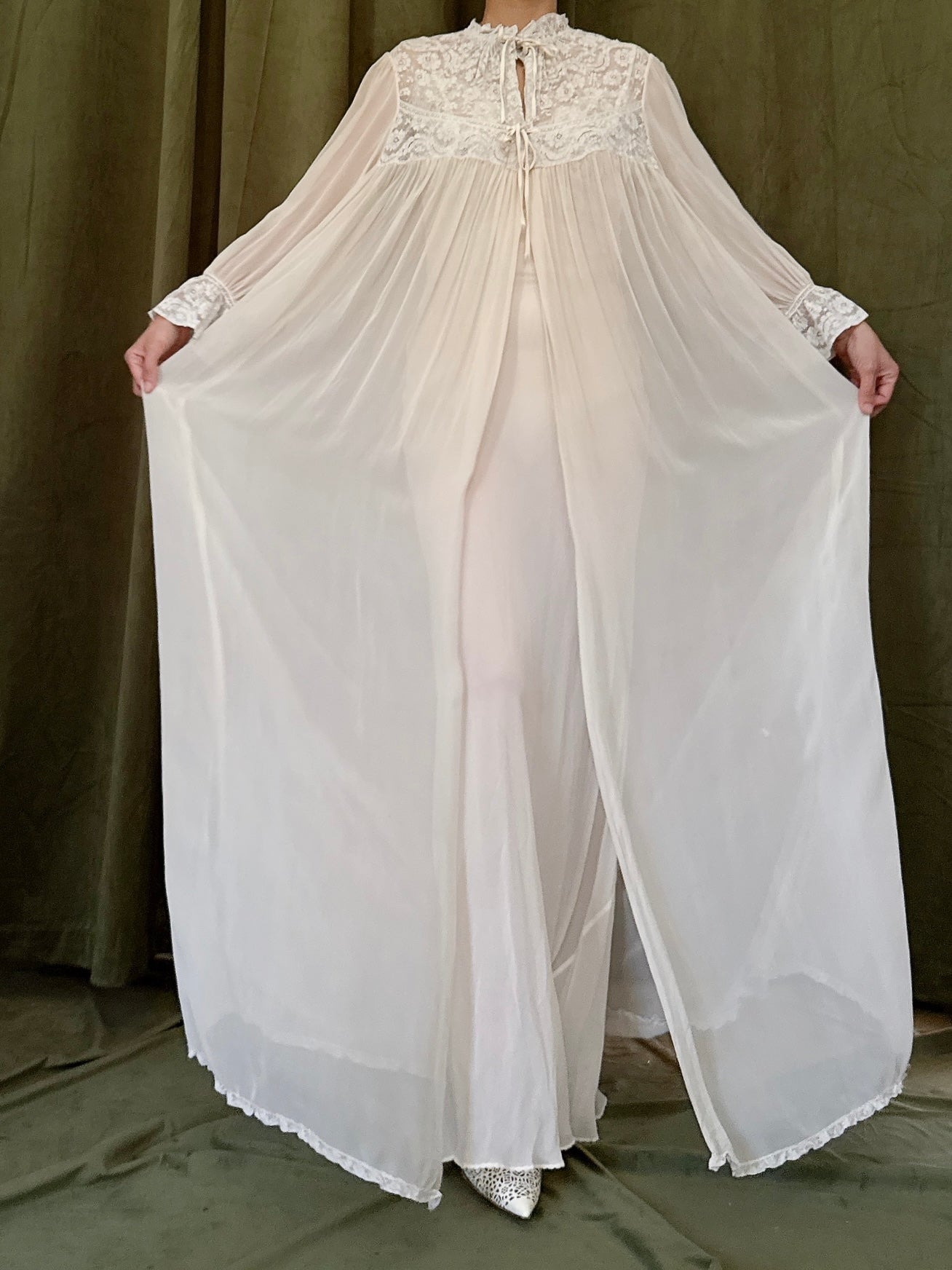 Vintage Silk Chiffon Duster - S