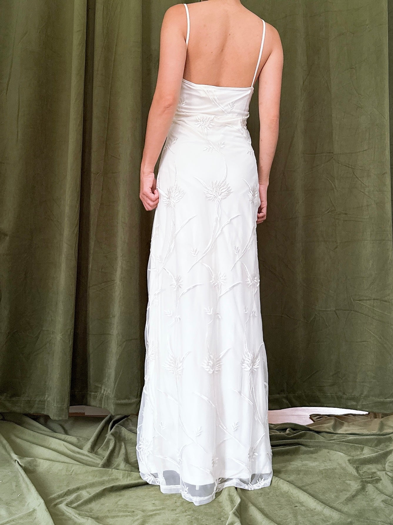 Vintage Tulle Embroidered Slip Dress - M