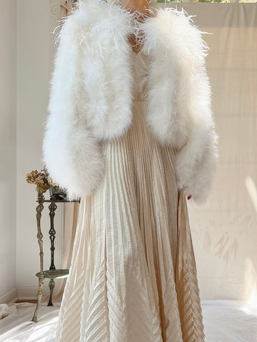 1950s Ivory Ostrich and Marabou Feather Jacket - S/M
