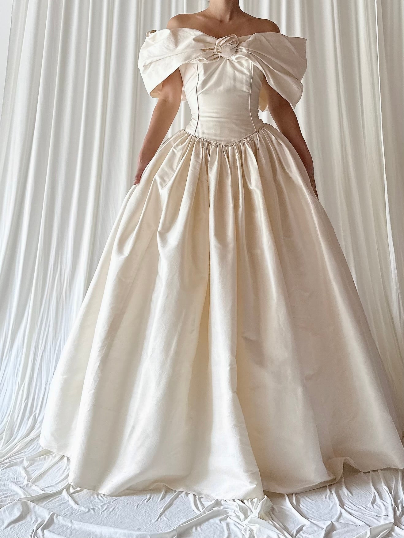 Vintage Silk Draped Neckline Dress - S