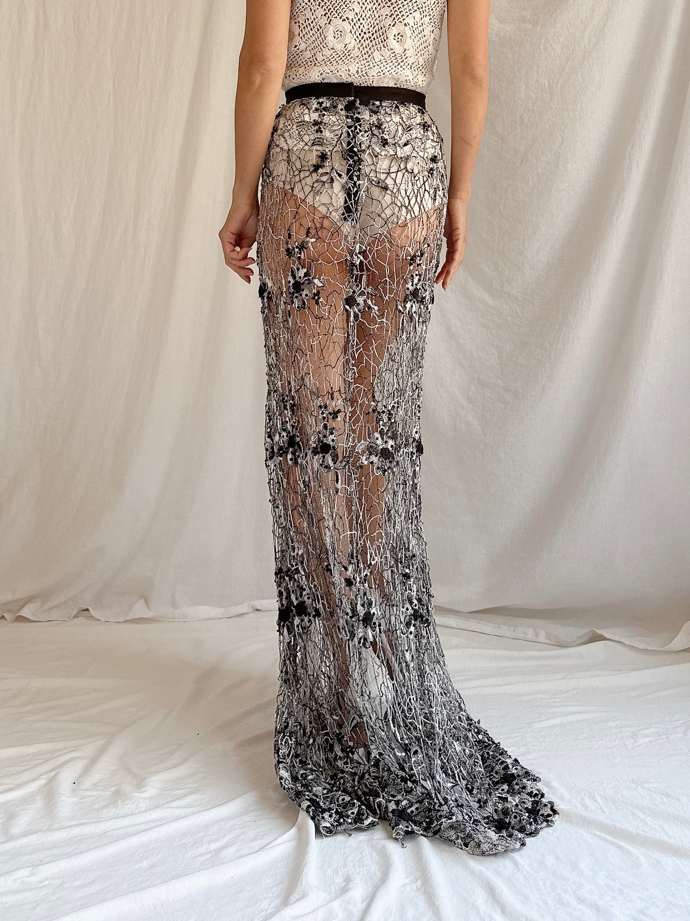 Vintage Sheer Crochet Skirt - M/L