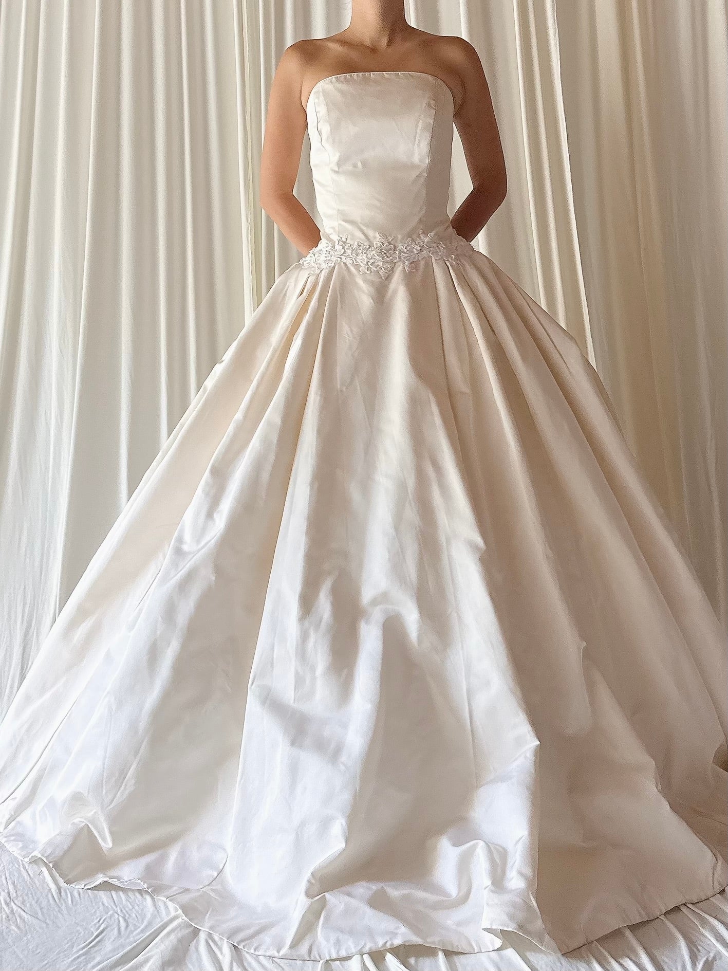 Vintage Strapless Silk Gown - M