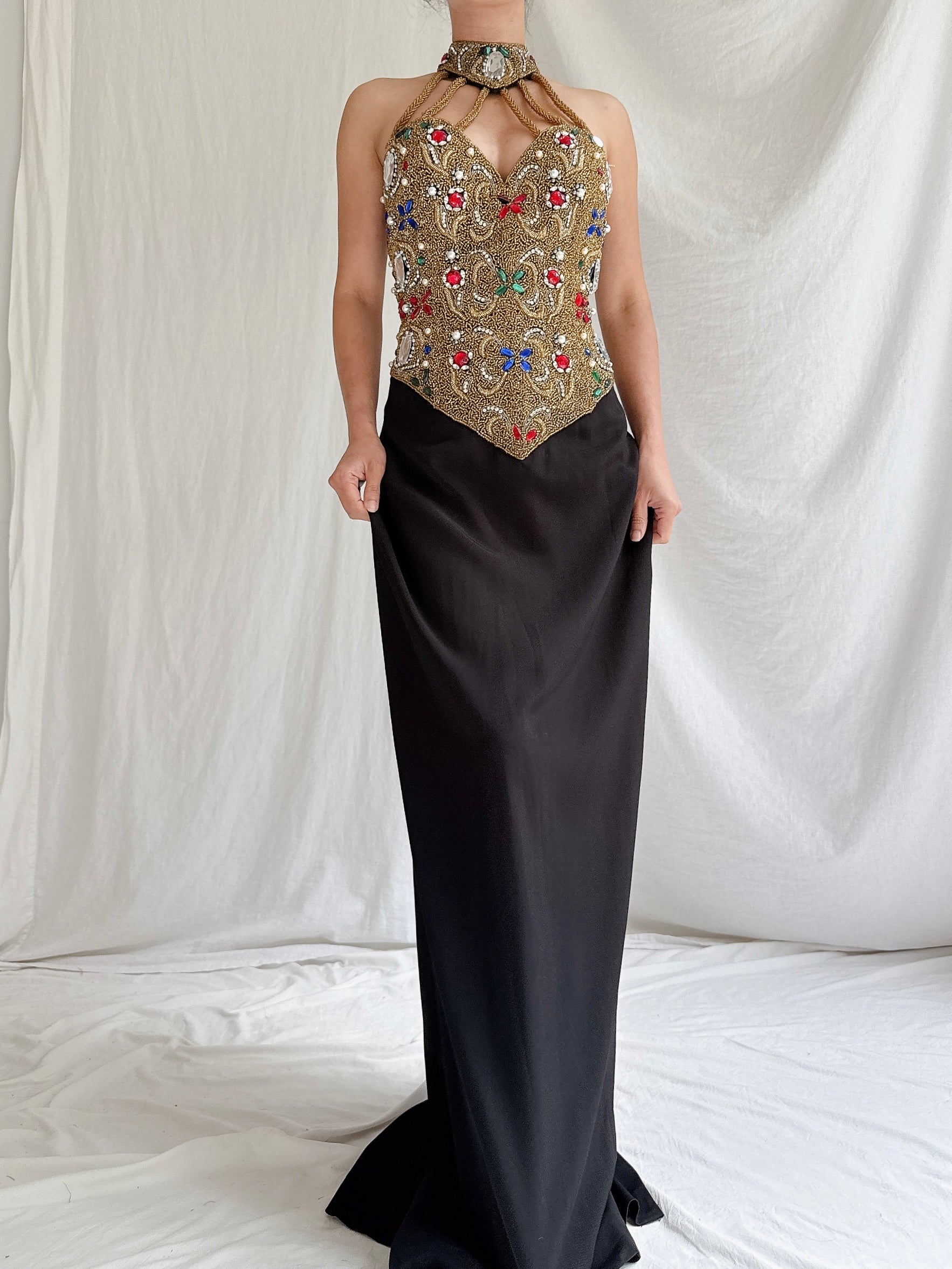 Vintage Encrusted Bodice Gown - M/L