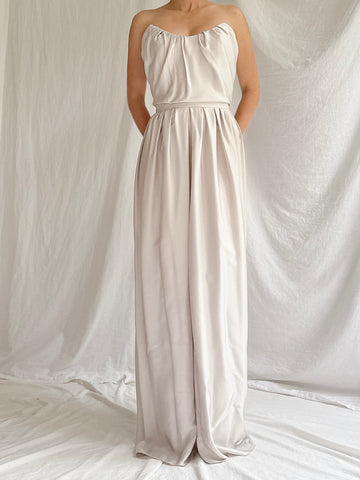 Vintage YSL Pewter Gray Silk Bustier Gown - XS/2