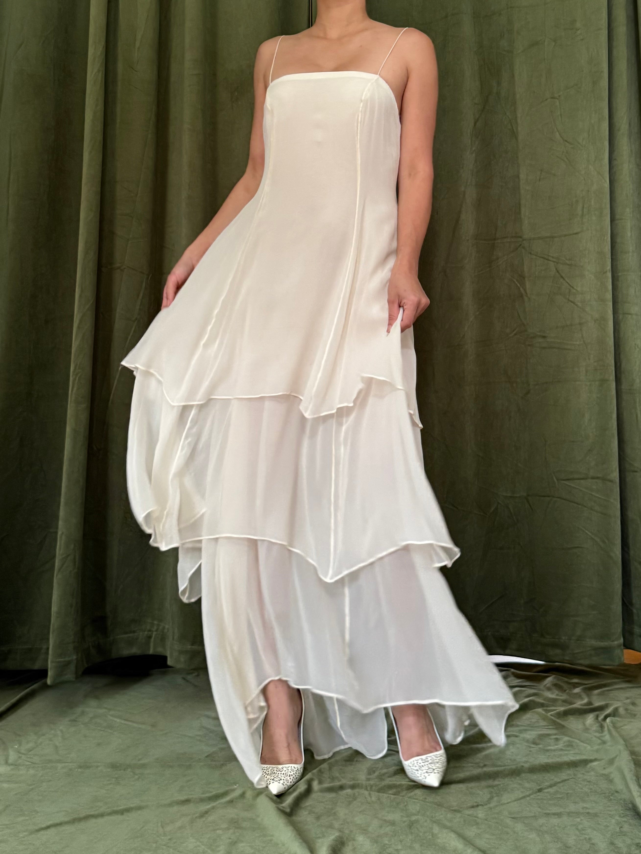 Vintage Naeem Khan silk chiffon tiered dress - M/6/8