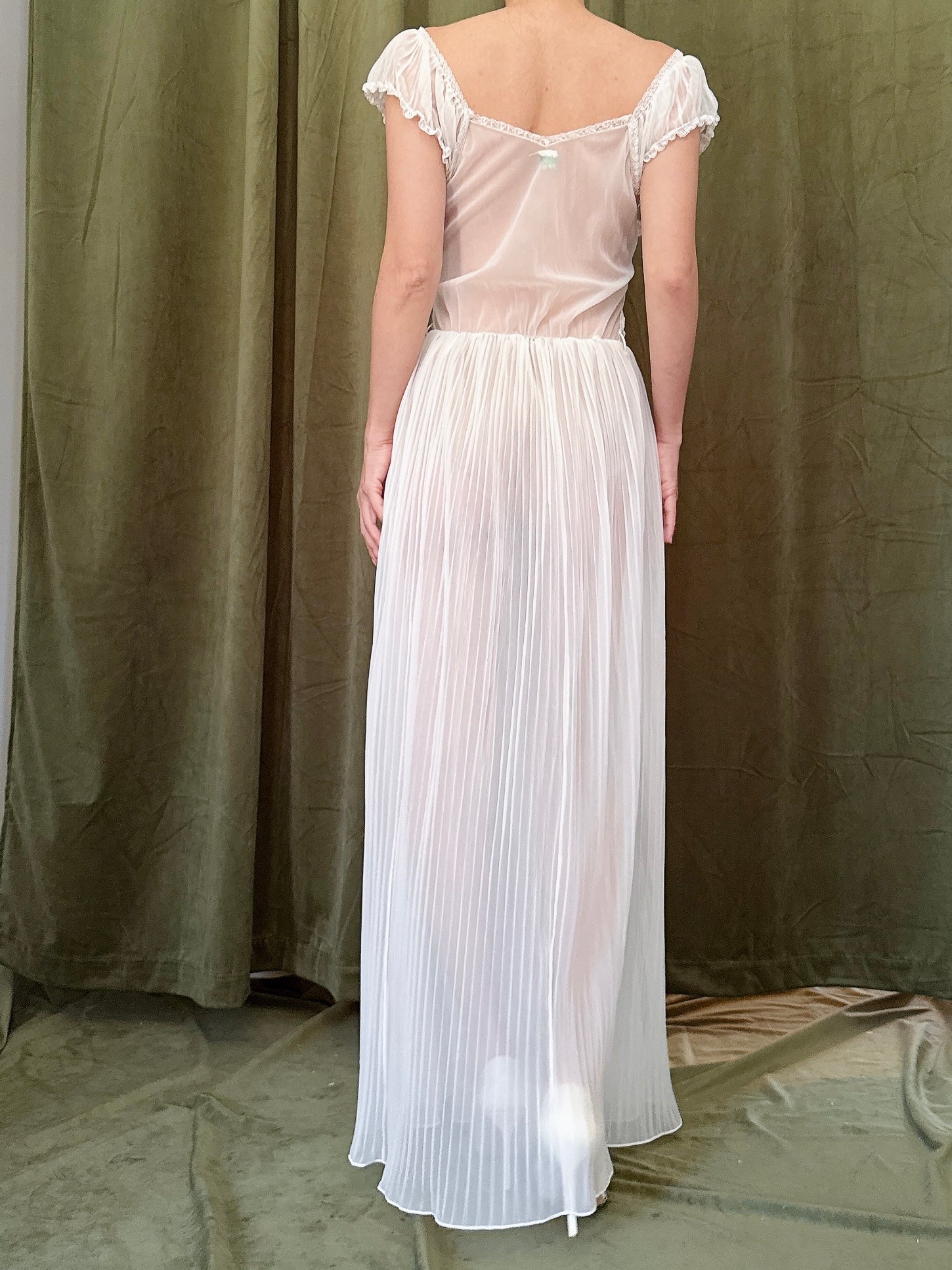 1950s Crystal Pleated Slip Dress - S