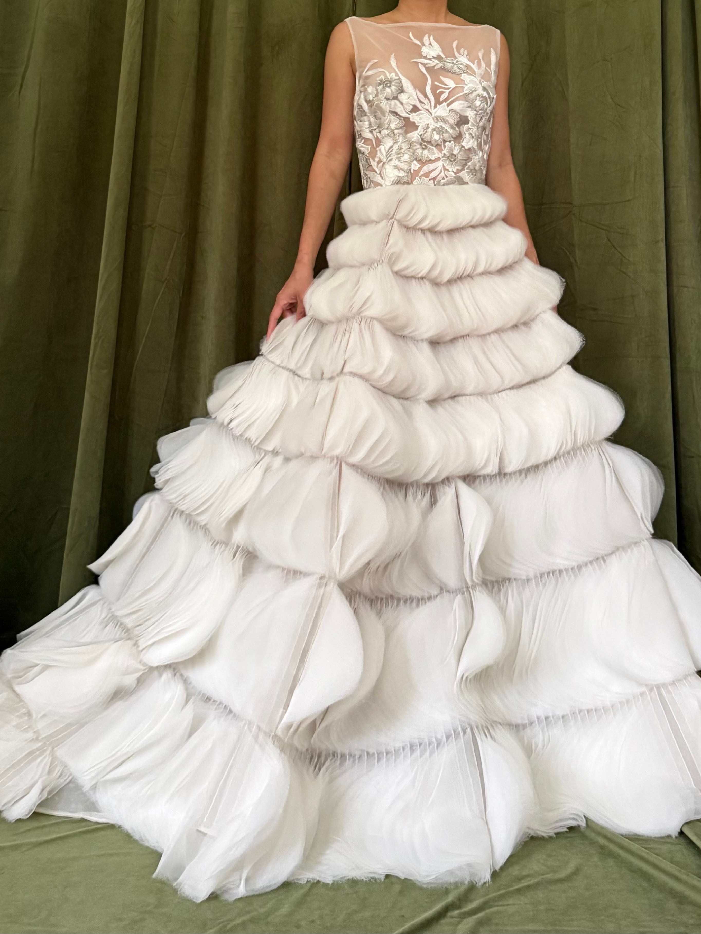 00 Lazaro Ruffled Petal Gown - XS/2