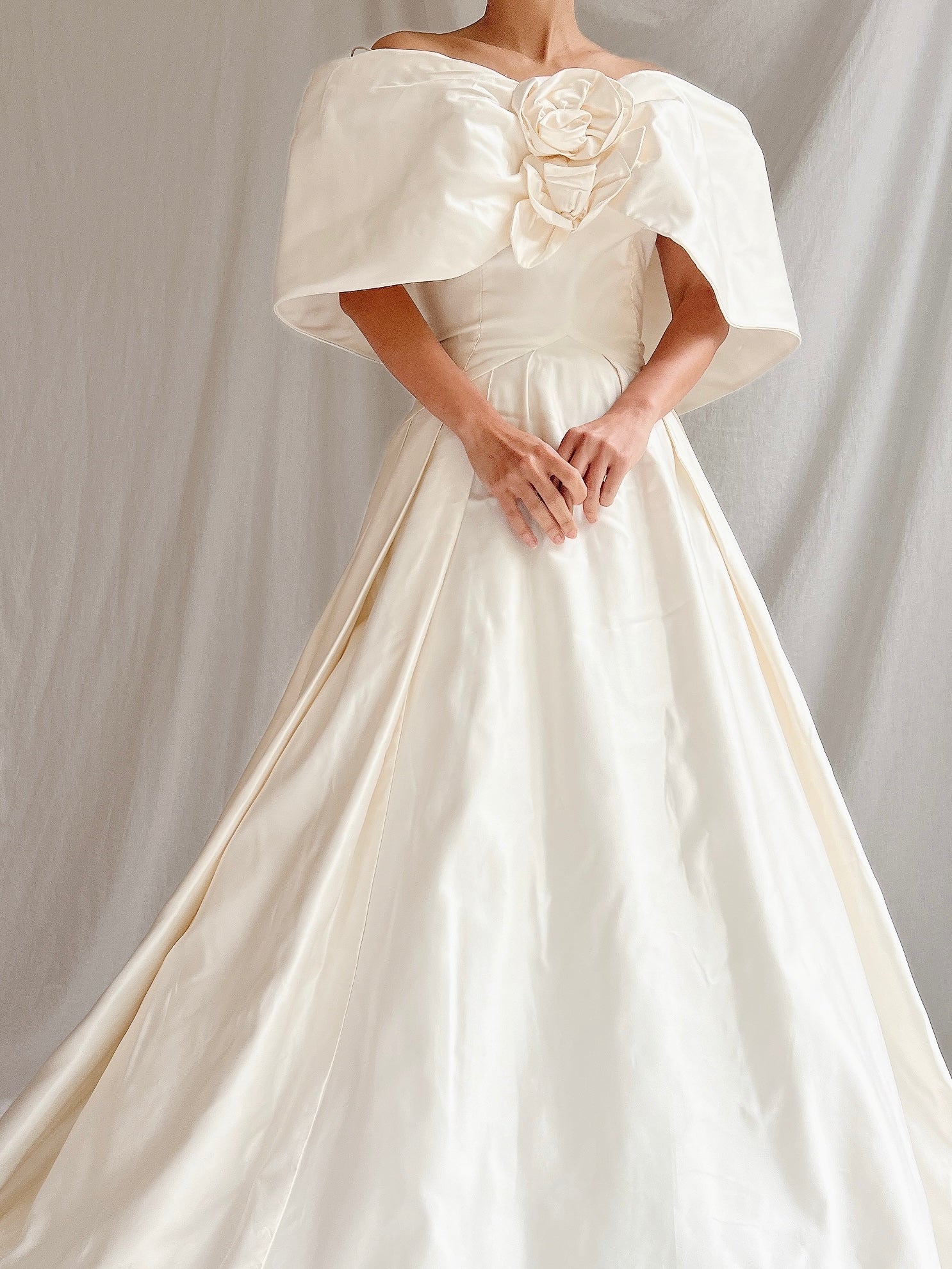 RESERVED Vintage Silk Scaasi Off-the-Shoulder Gown - M/8