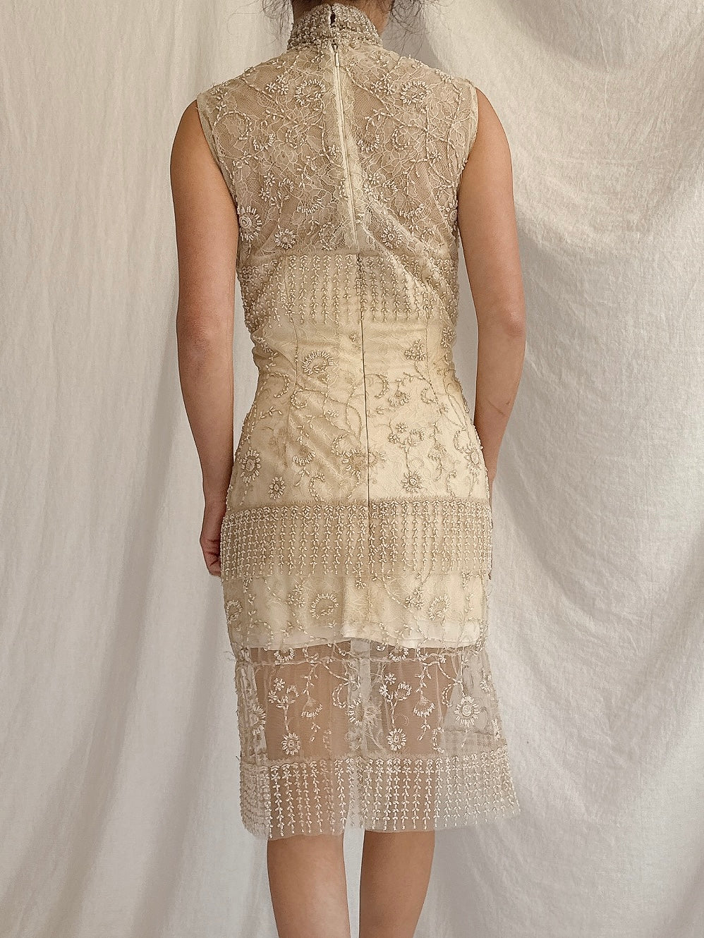 Vintage Ecru High Neck Dress - S/6