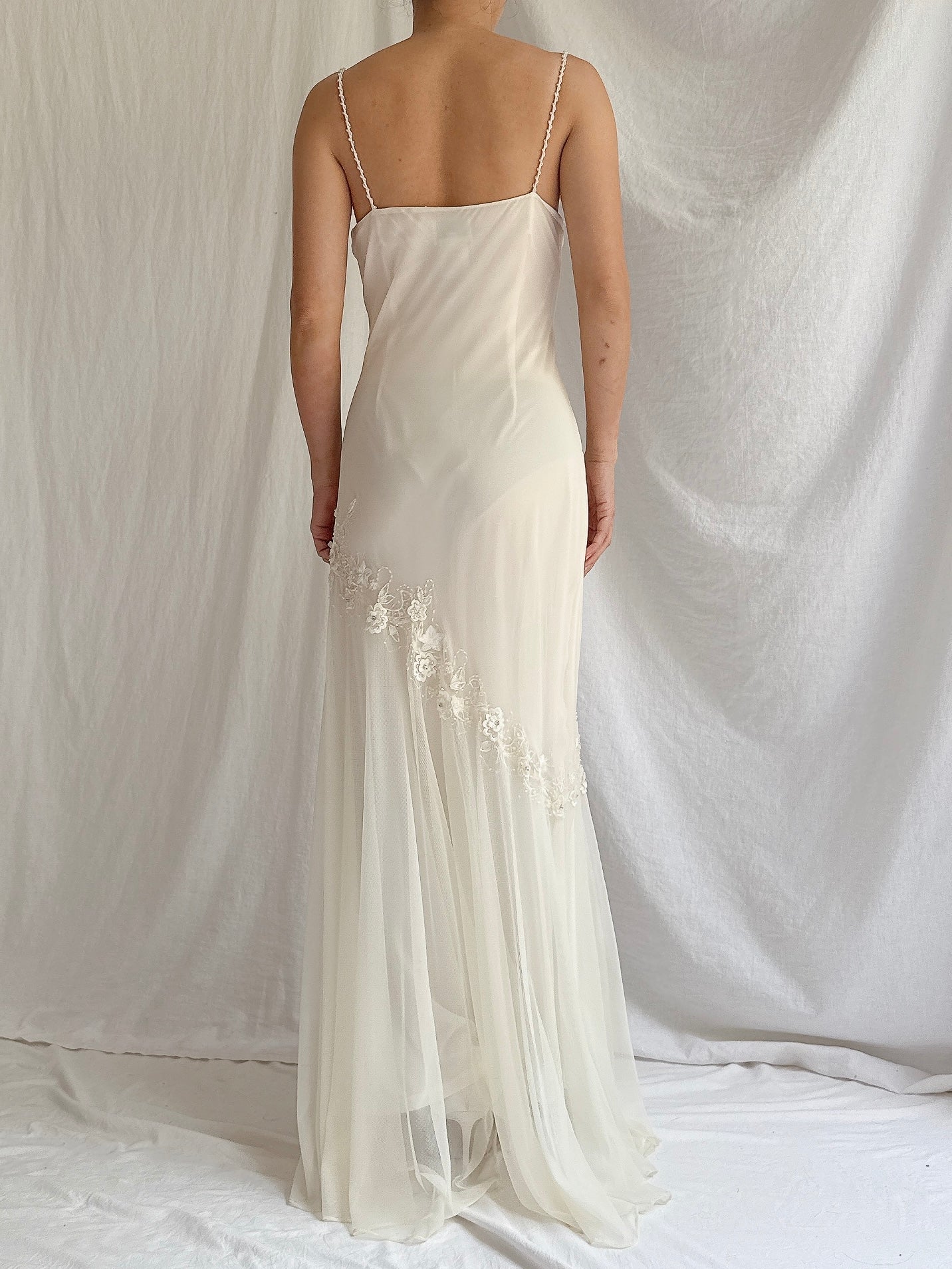 Vintage Silk Beaded Gown - M