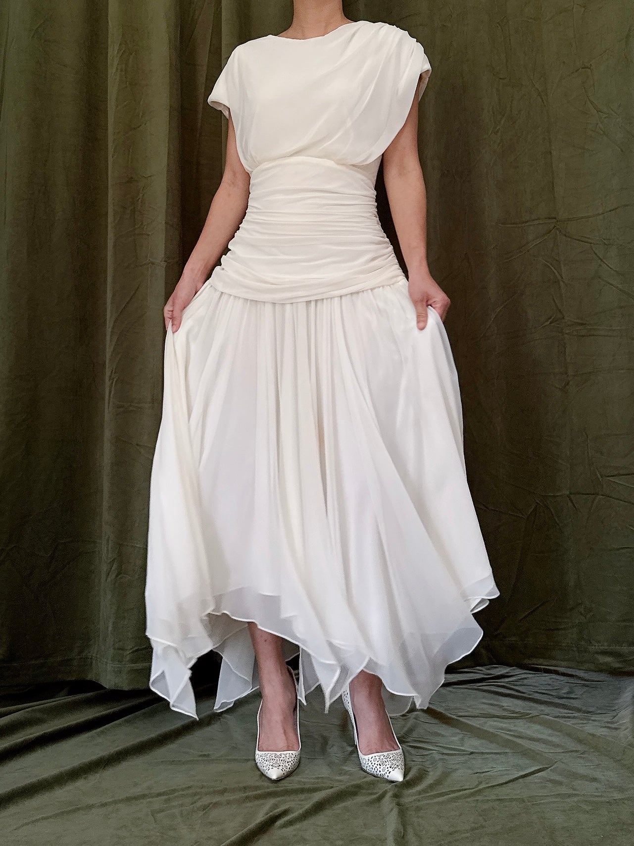 Vintage Handkerchief Hem Dress - S/M