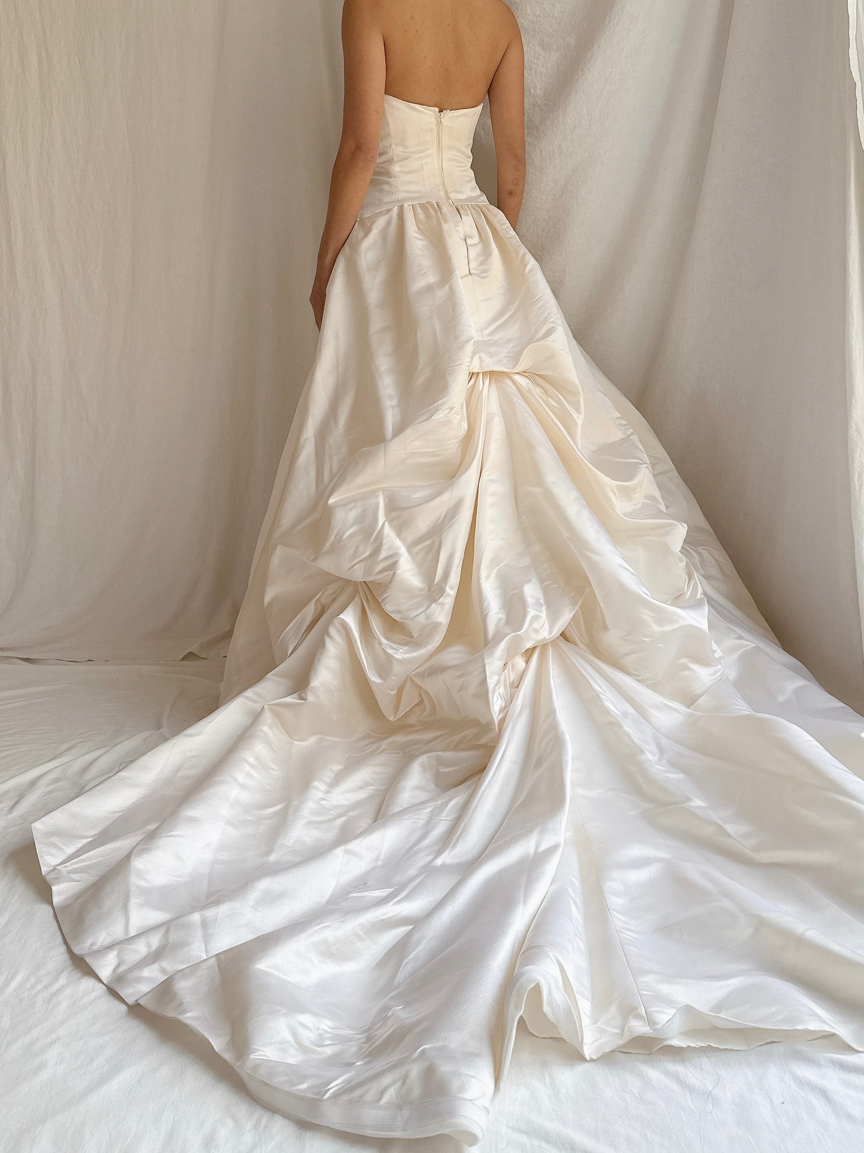 Vintage Monique Llhuilier Silk Strapless Gown - M/L 10