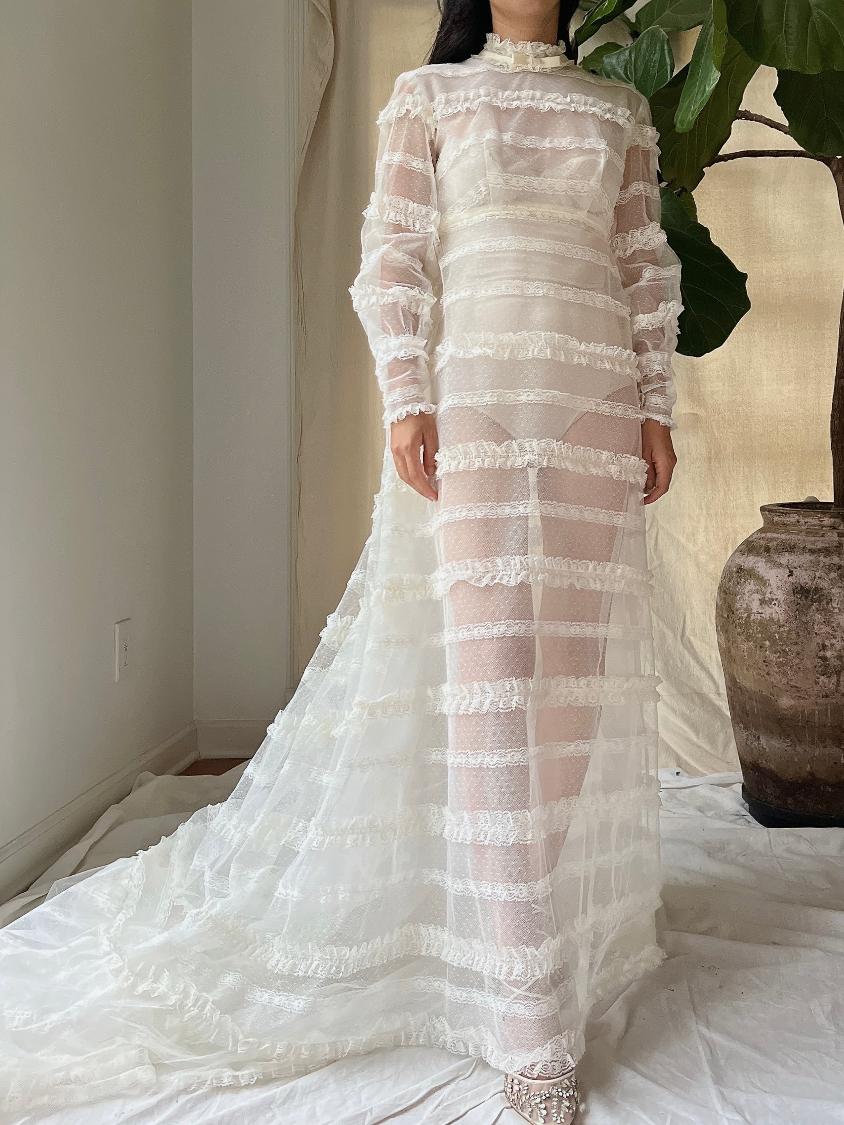 1960s Sheer Tulle Gown - XS