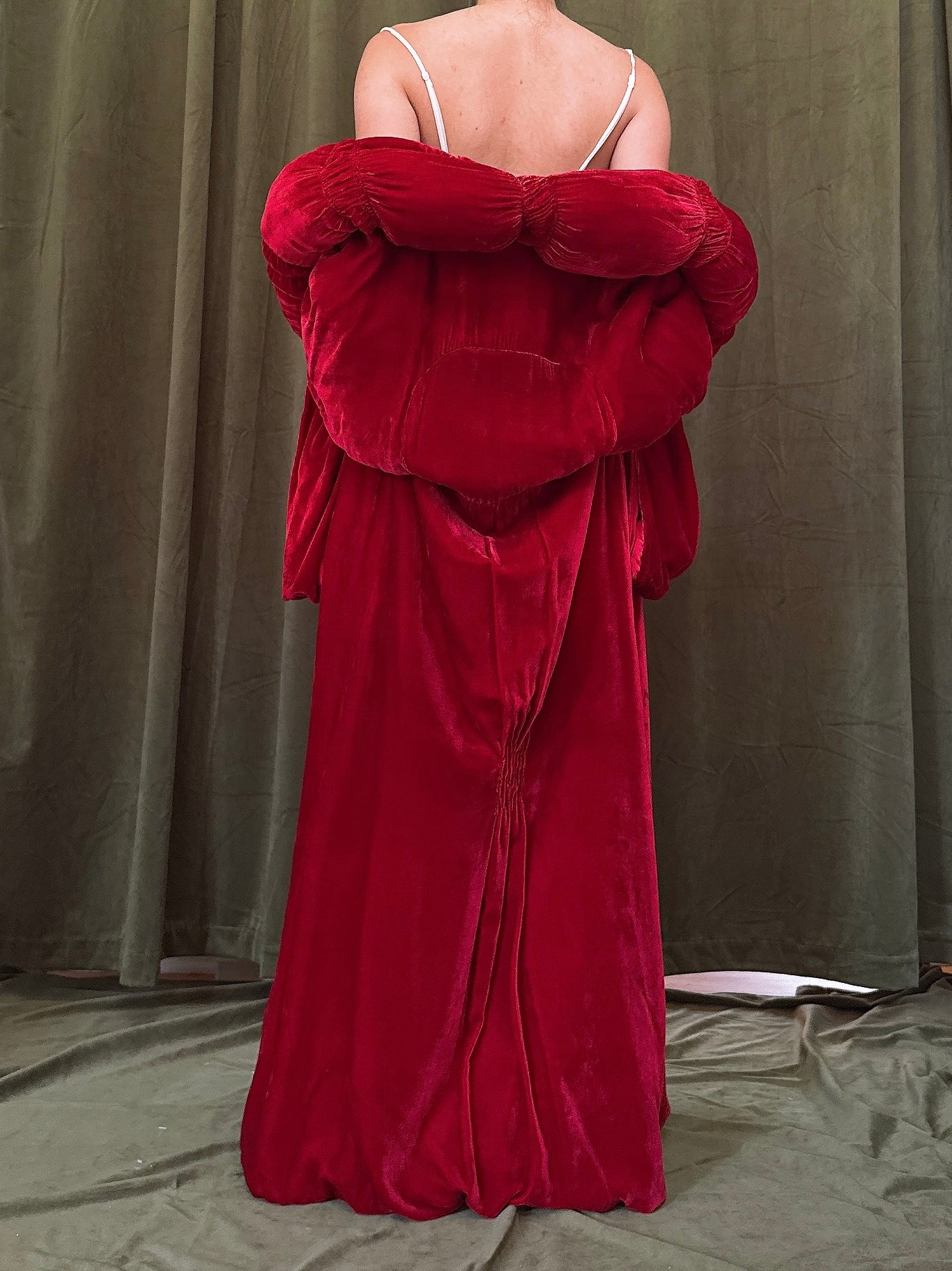 1920s Red Silk Velvet Opera Coat - OSFM
