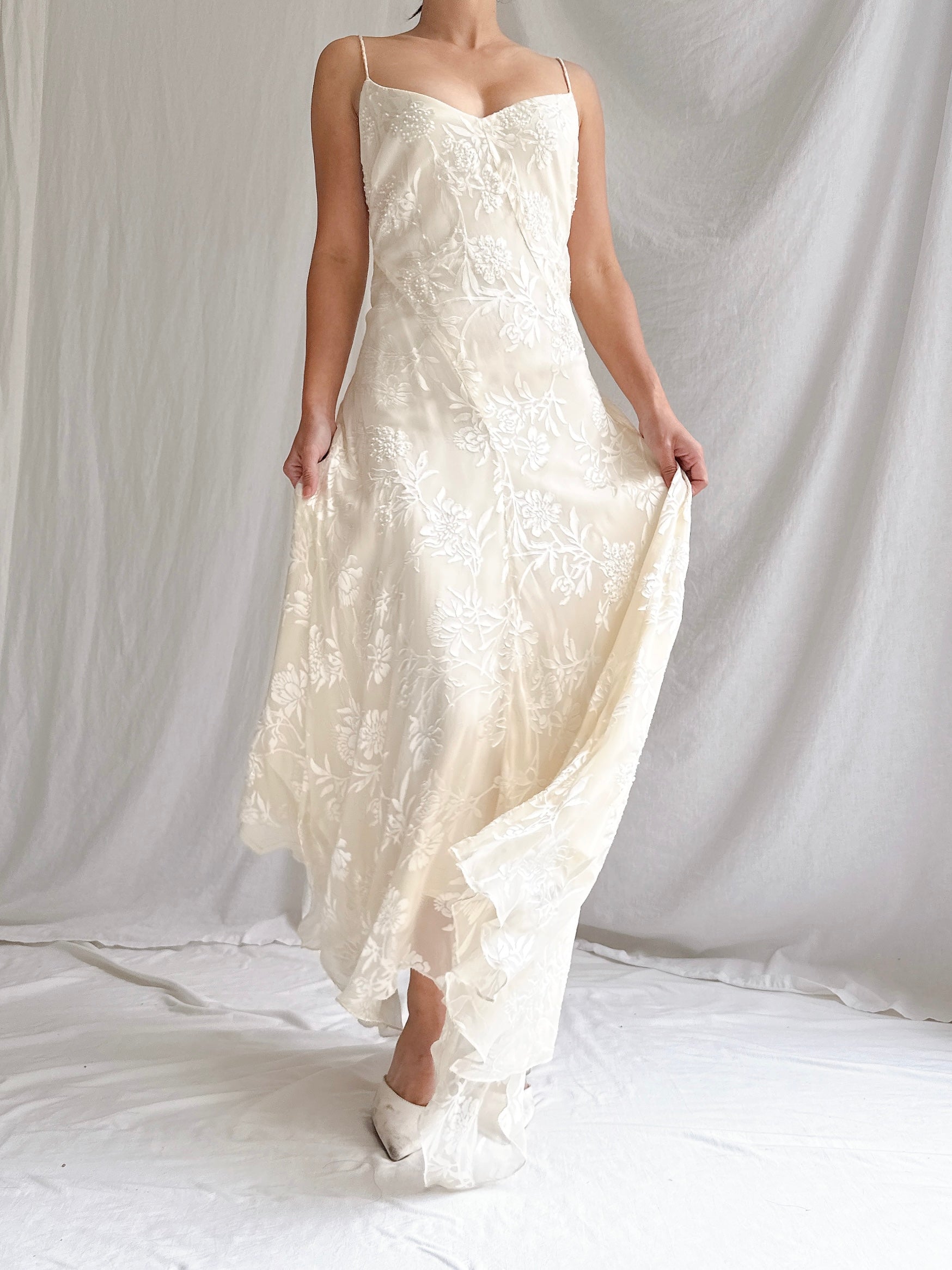 Vintage Silk Devore Bias Dress - M
