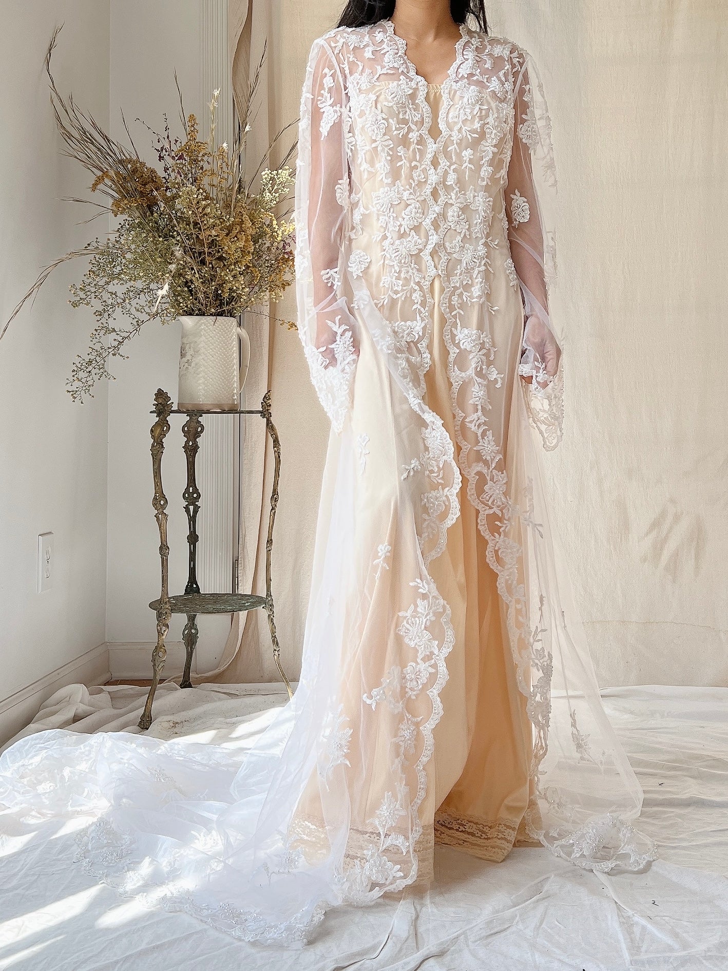 1990s Sheer Embroidered Duster - OSFM