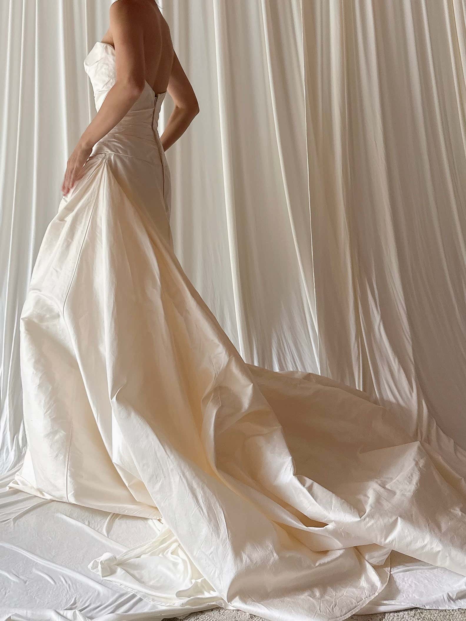 00 Pronovias Silk Draped Gown - Size 2
