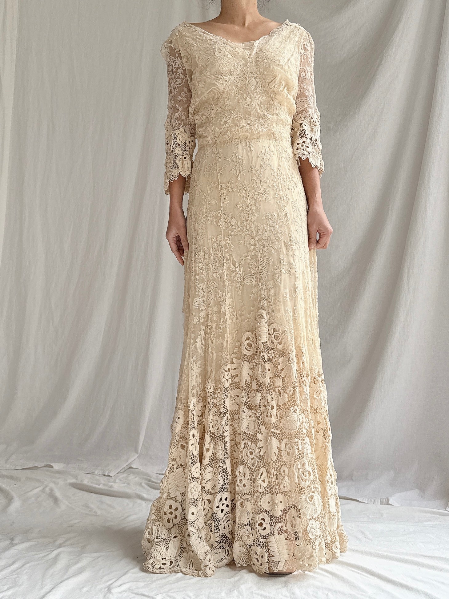 Antique French and Irish Lace Gown - XS