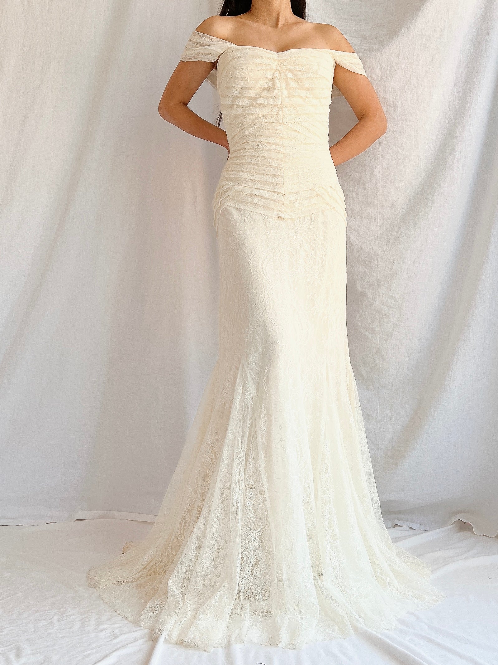 Vera Wang Silk and Lace Gown -  S