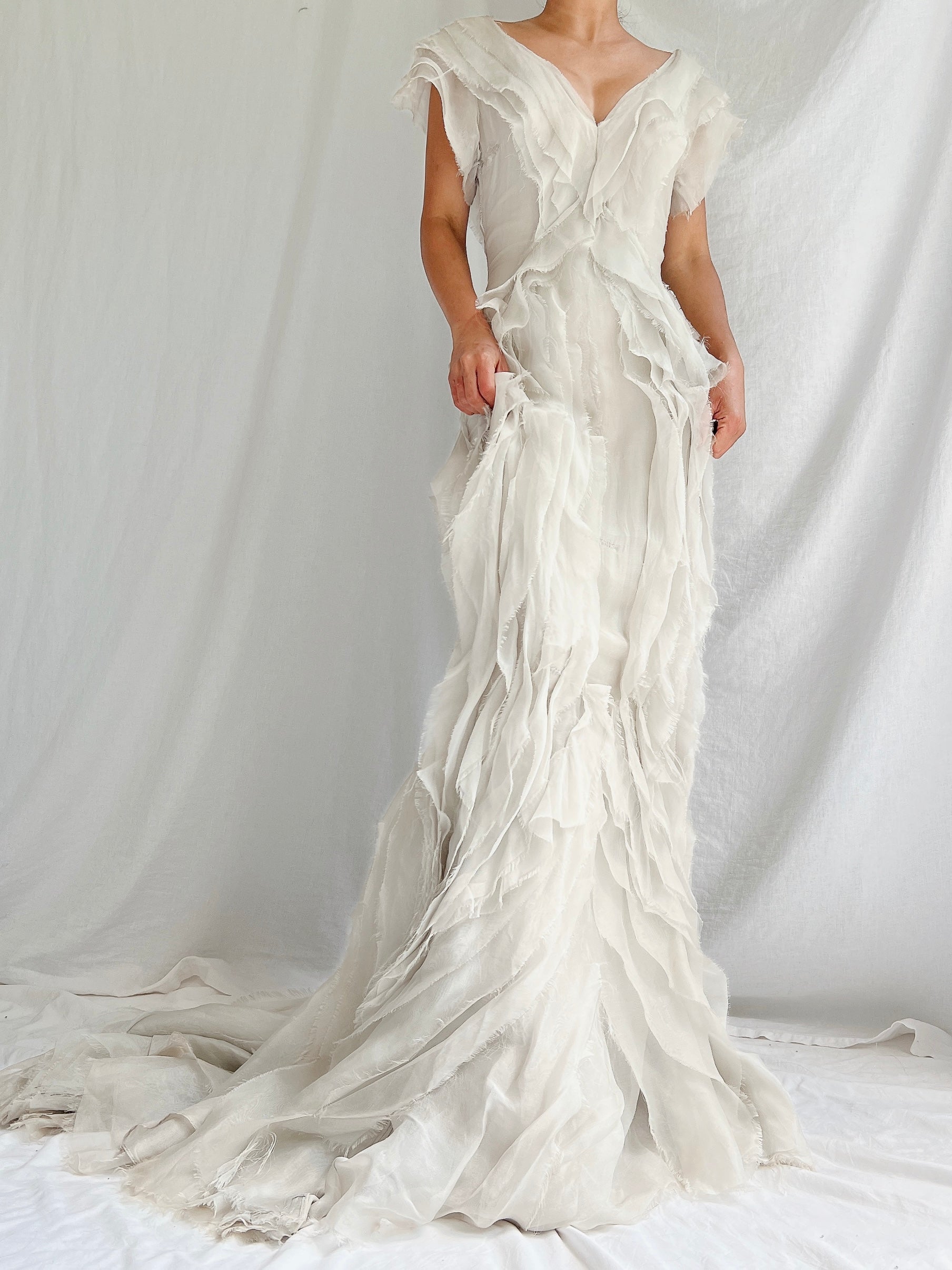 Vintage Dove Gray J. Mendel Silk Gown - XS/2