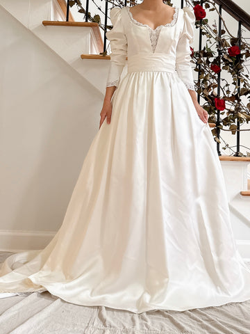 Vintage Lace and Satin Dress - S