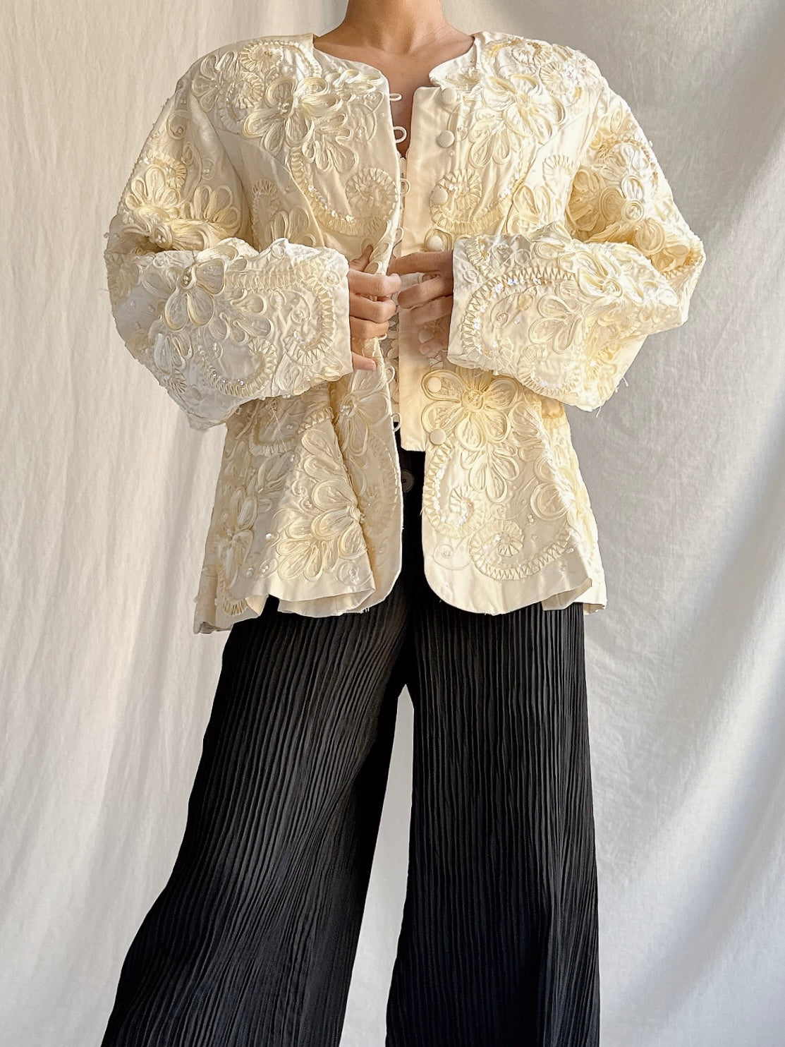 Vintage Fayaz Silk Embroidered Jacket - M