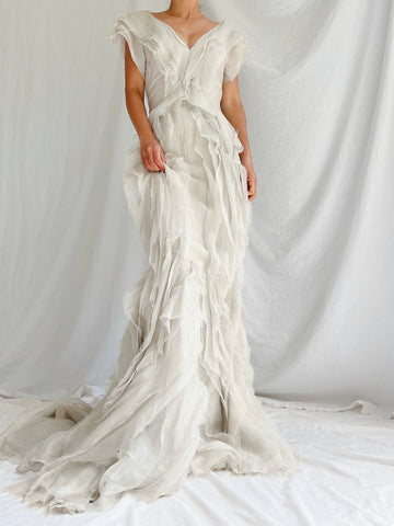 Vintage Dove Gray J. Mendel Silk Gown - XS/2