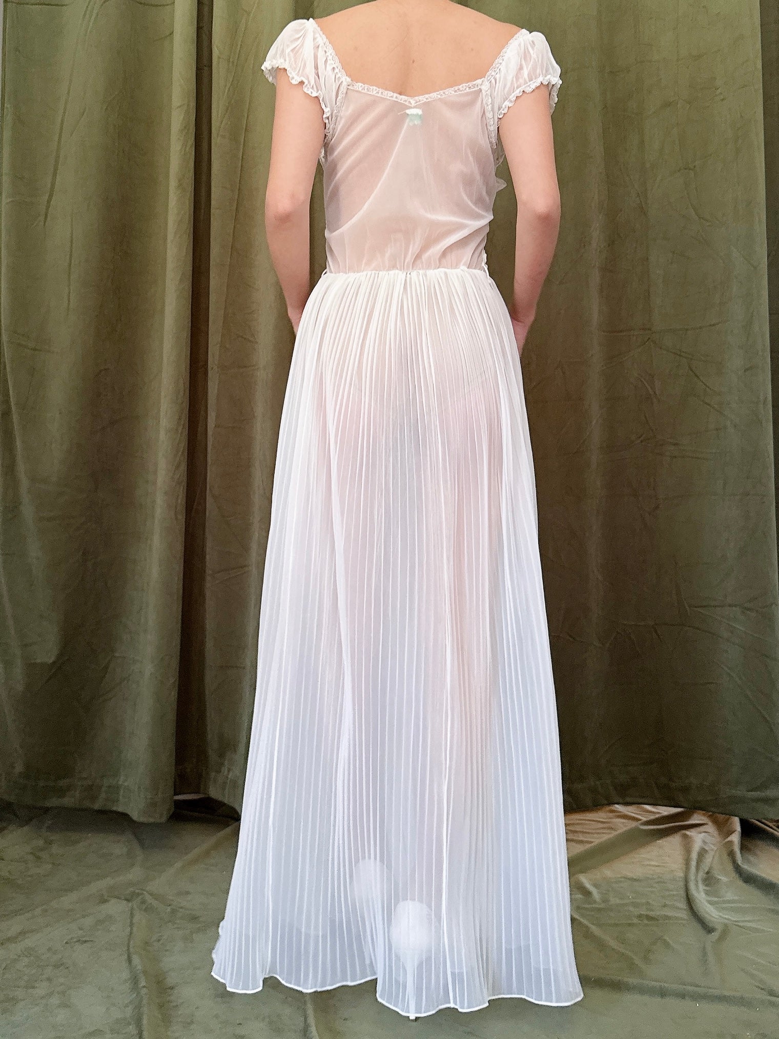 1950s Crystal Pleated Slip Dress - S