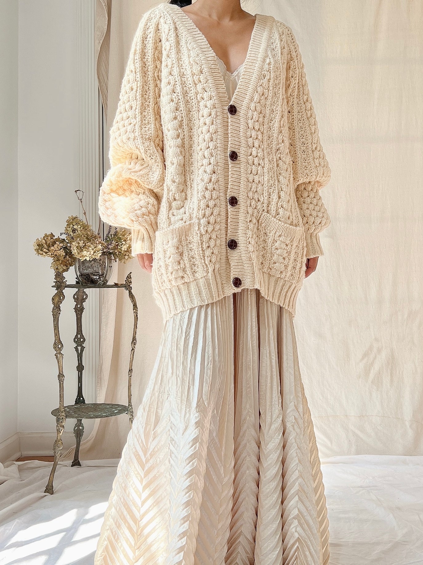 1970s Wool Irish Knit Cardigan - XL