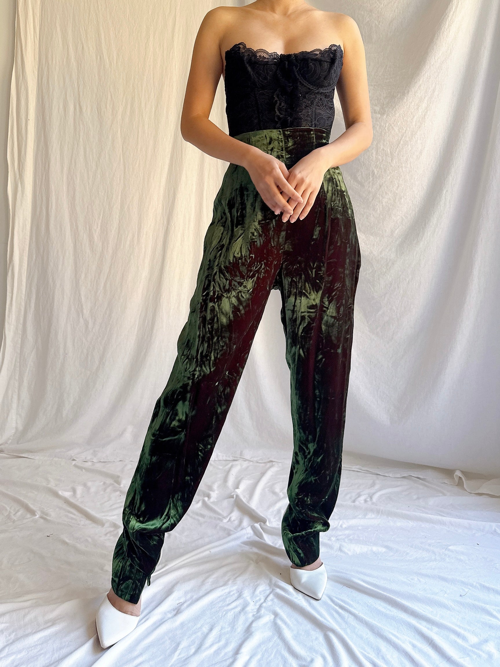 Vintage IDOL UK Crushed Velvet Trousers - S