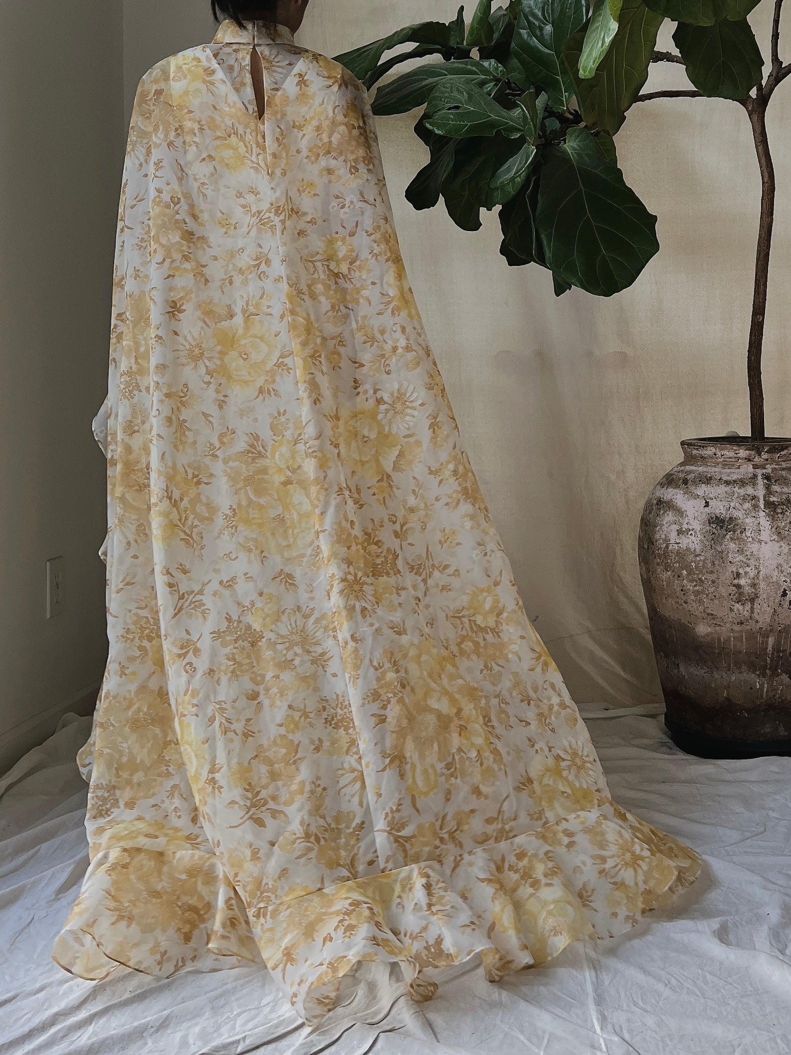 Vintage Voile Cape Dress - S/M