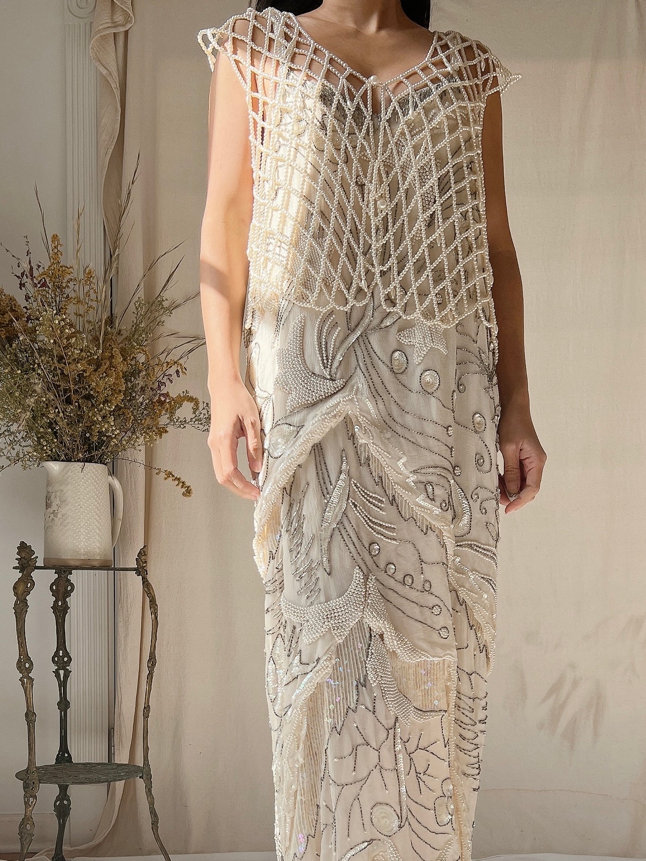 Vintage Pearl Beaded Top - M