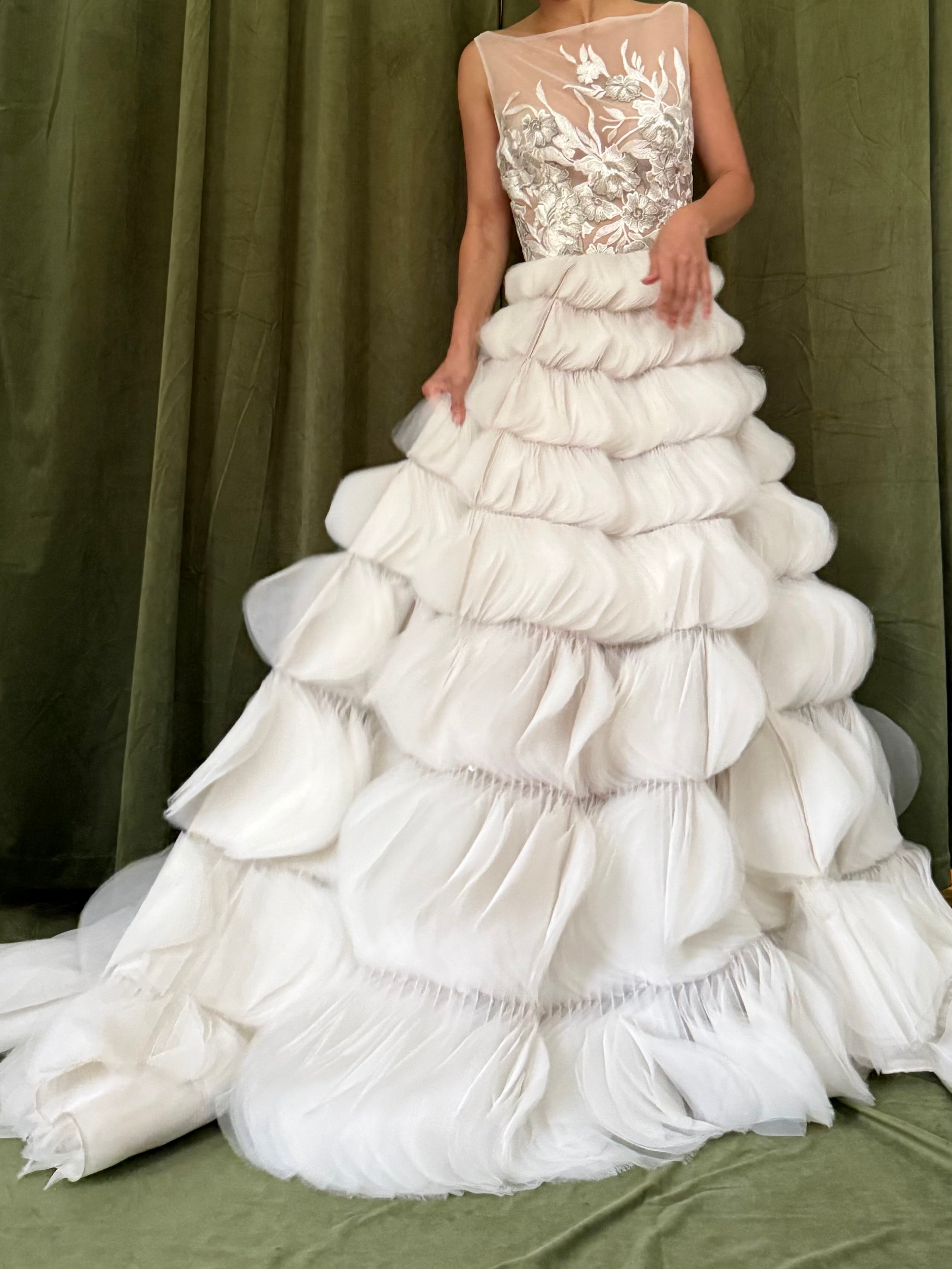 00 Lazaro Ruffled Petal Gown - XS/2